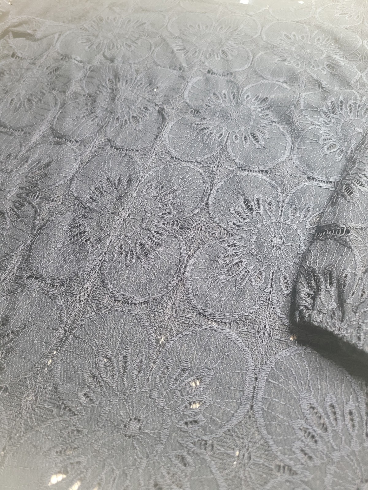 Ofeefan Navy Floral Lace Long Sleeve Blouse Women’s Large