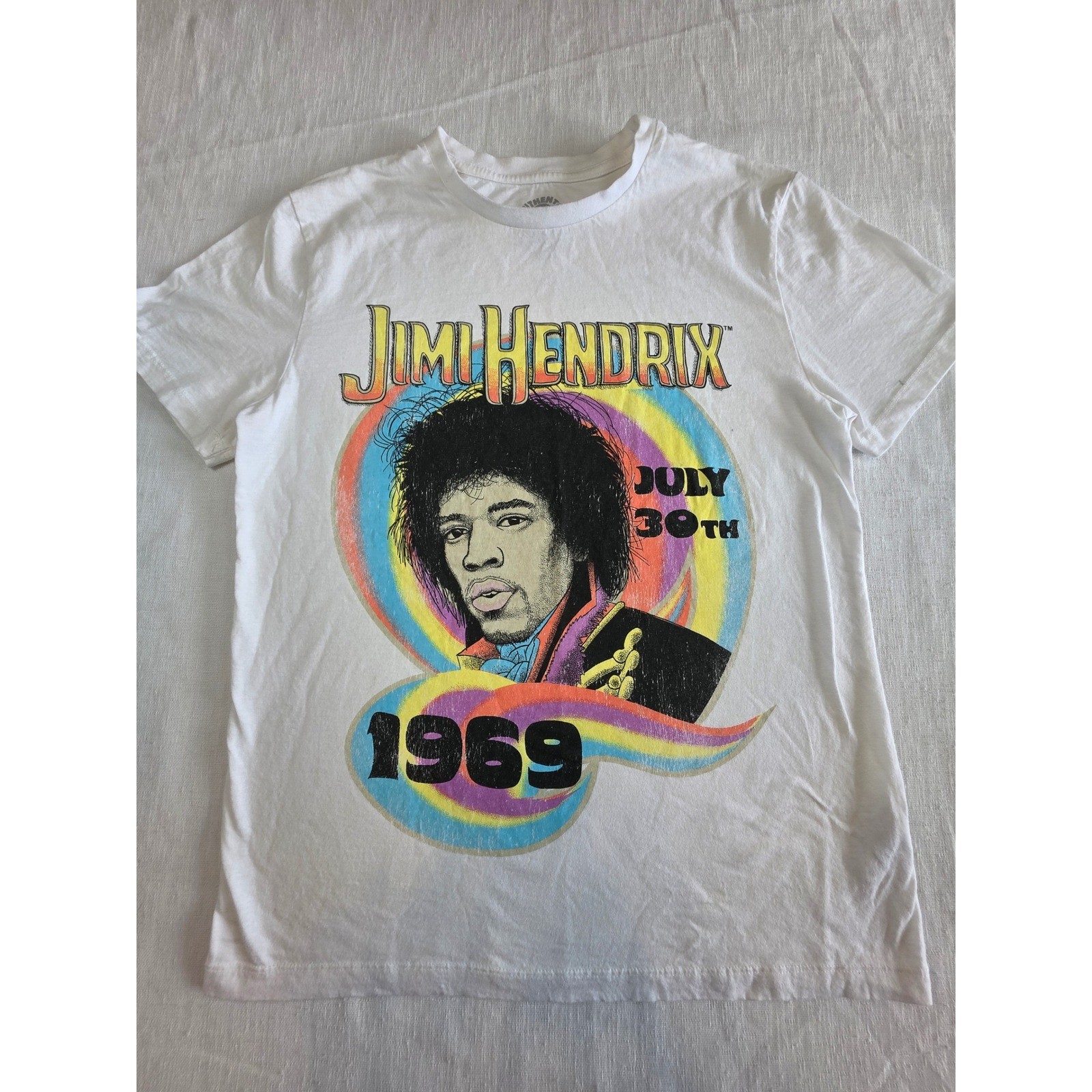 Authentic Jimi Hendrix 1969 Graphic Tee White Rock Band Shirt Womens XL festival