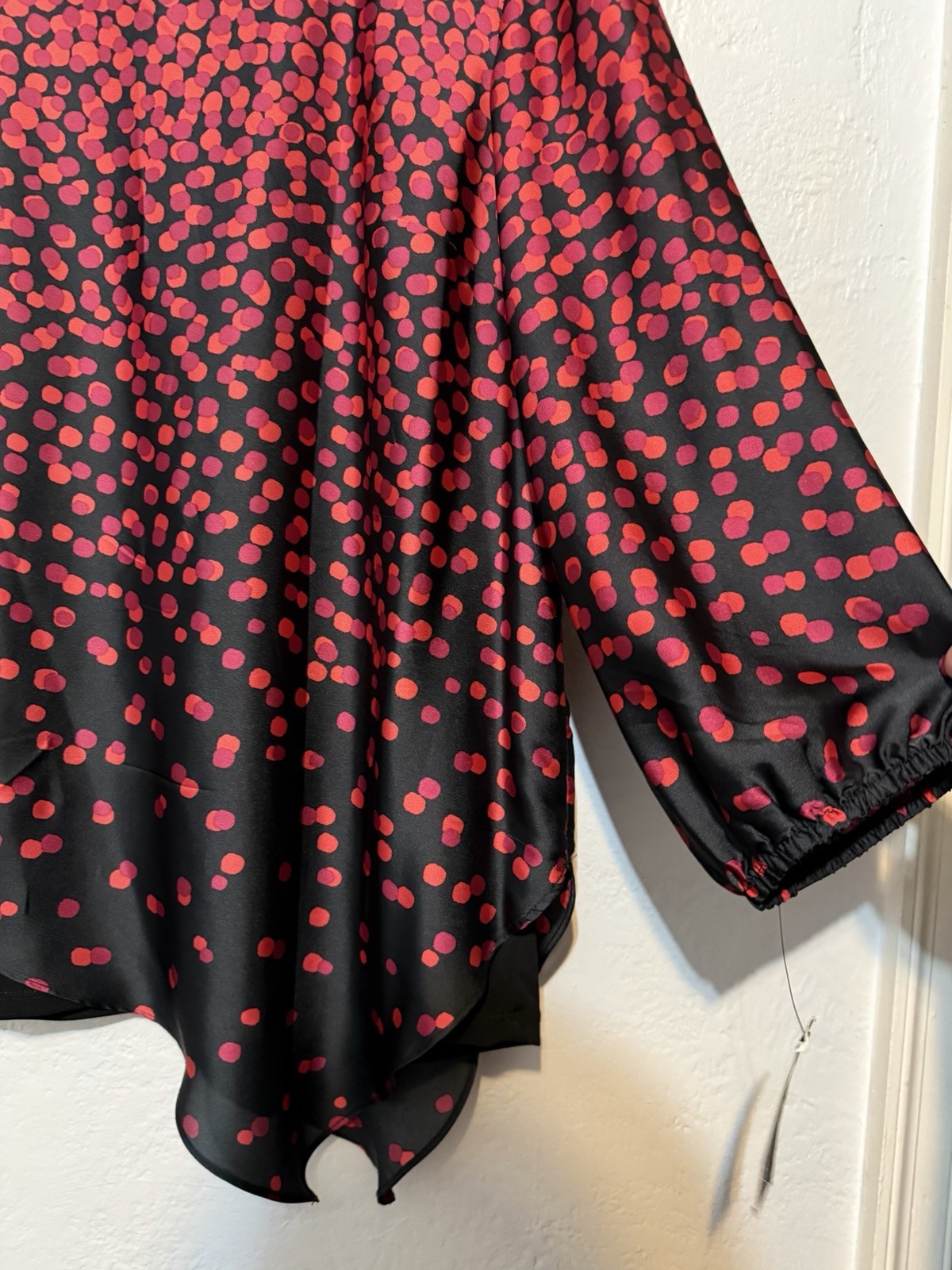 NWT ALYX Asymmetric Red Polka Dot Layered Blouse Chic Abstract Print Top XL Plus
