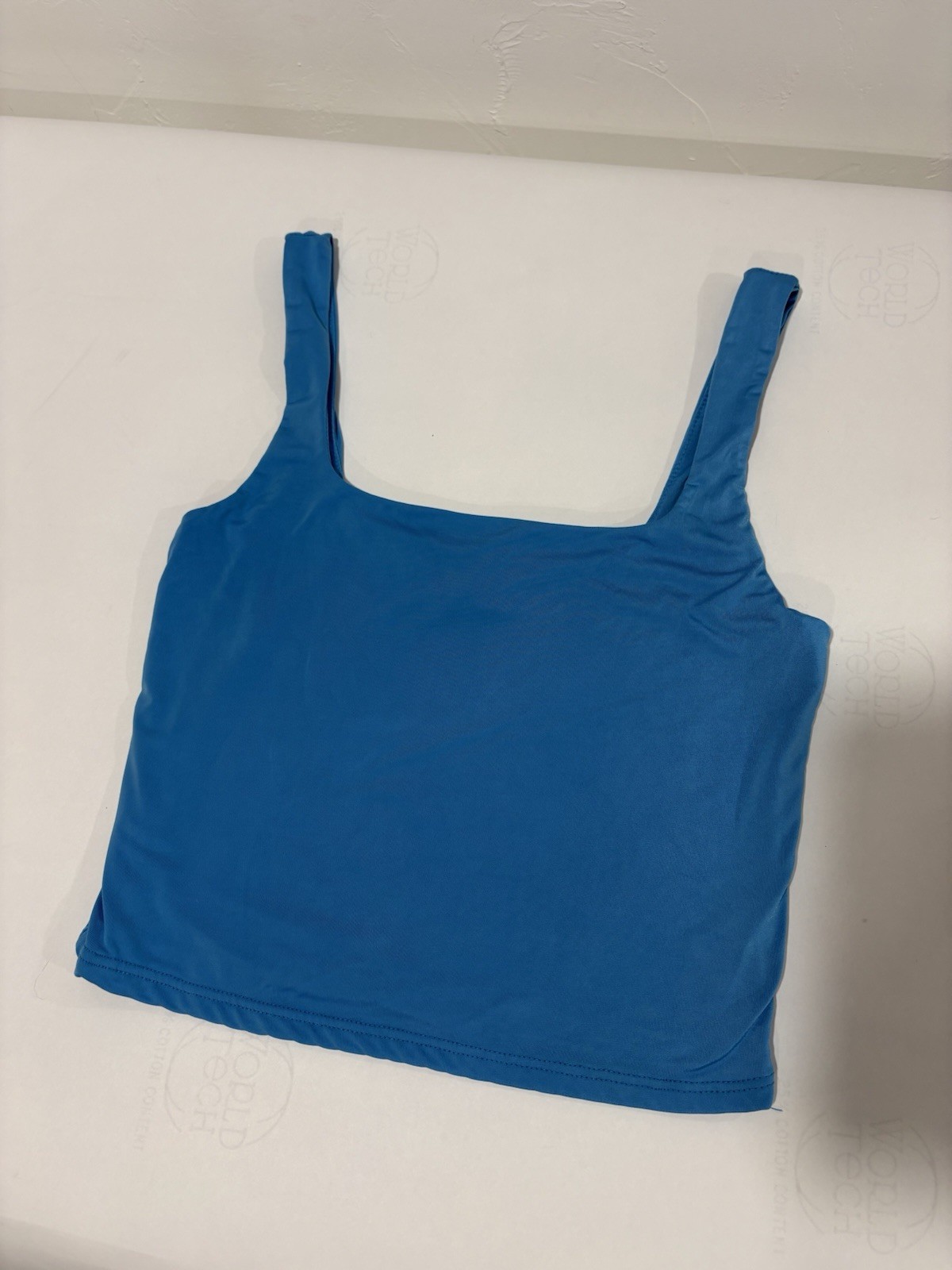 Live in the moment Blue Cropped Tank Top Square Neck Wide Strap Women’s Size M
