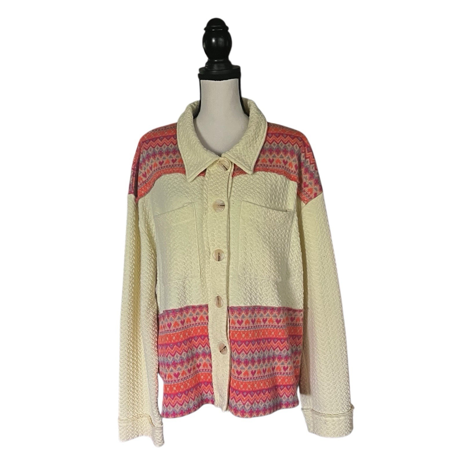 GiGiO Plus Soft and Thick Button front textured Jacket Top. Size 2XL.
