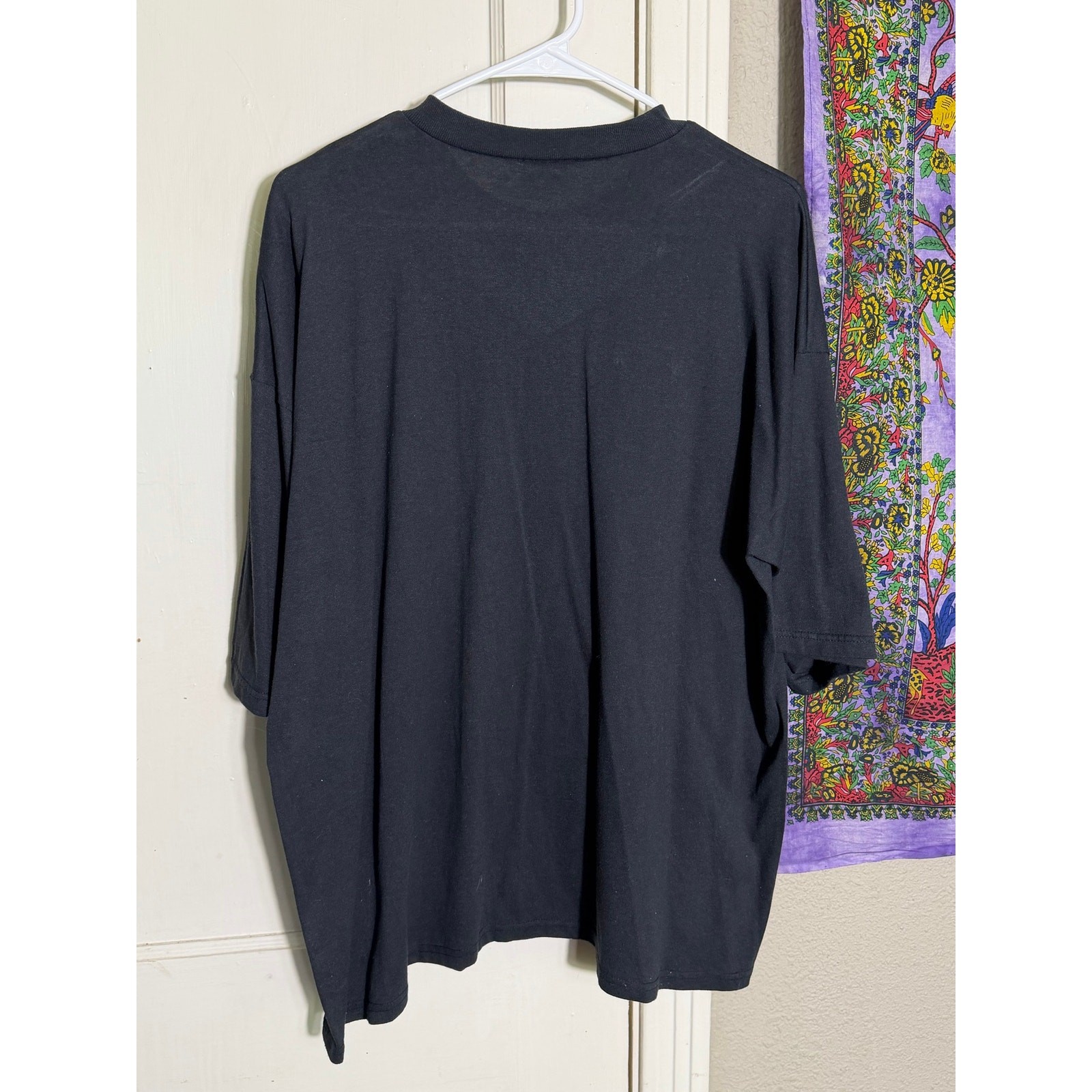 Vintage Sunbelt Sportswear Black Beaded Fringe Oversized Tee One Size USA