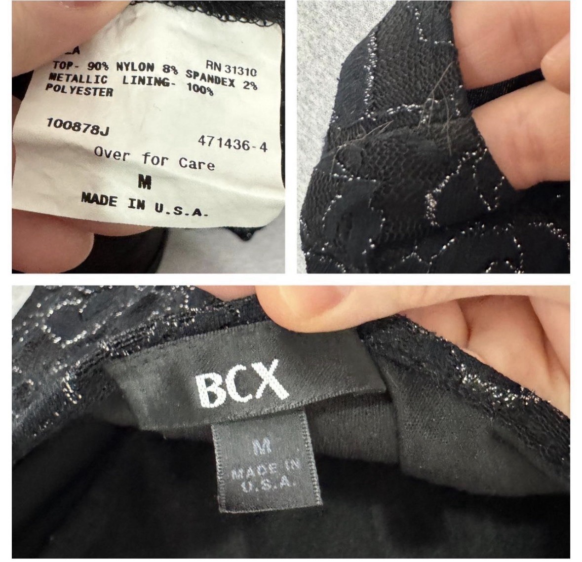 BCX Y2K Lace Peplum Top Goth Whimsigoth Open Back Stretch Evening Black Sz M