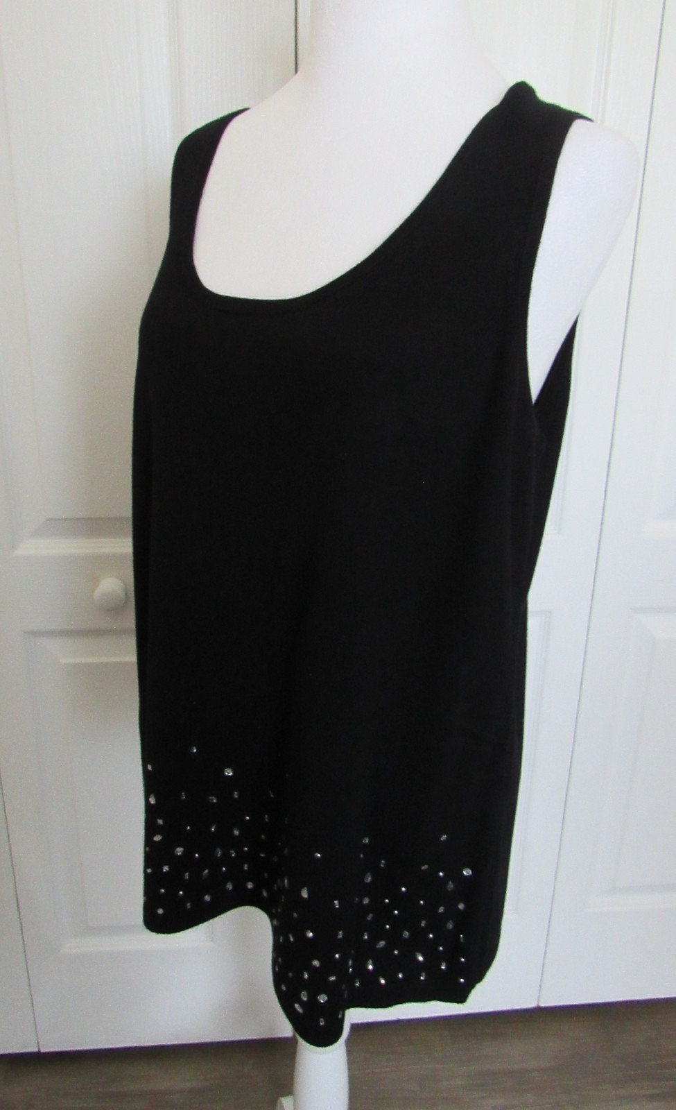NWT CHICO’S SIZE 2 LARGE BLACK TWIN SET JACKET TANK GLASS BEADS BEAUTIFUL!