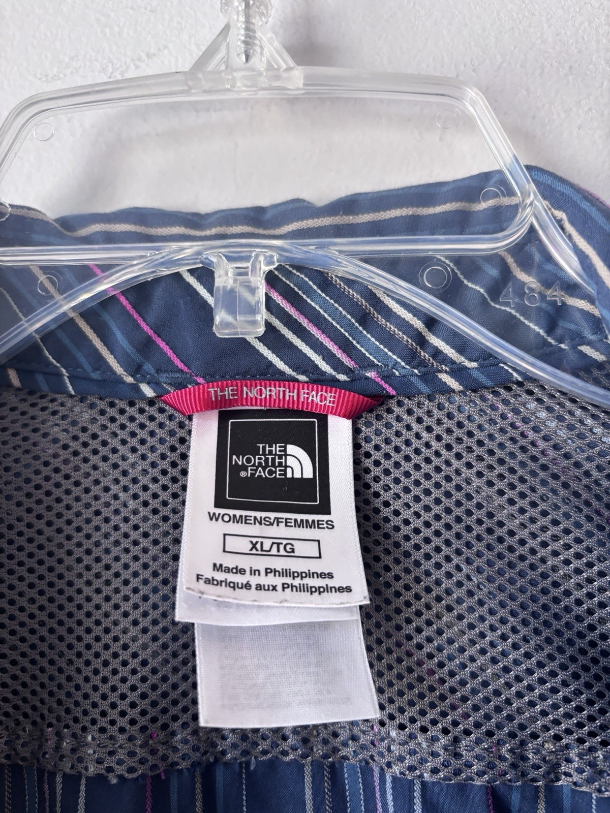 North Face Shirt Mesh Back Vent Front Zip Pocket Gray Stripe Button Up XL