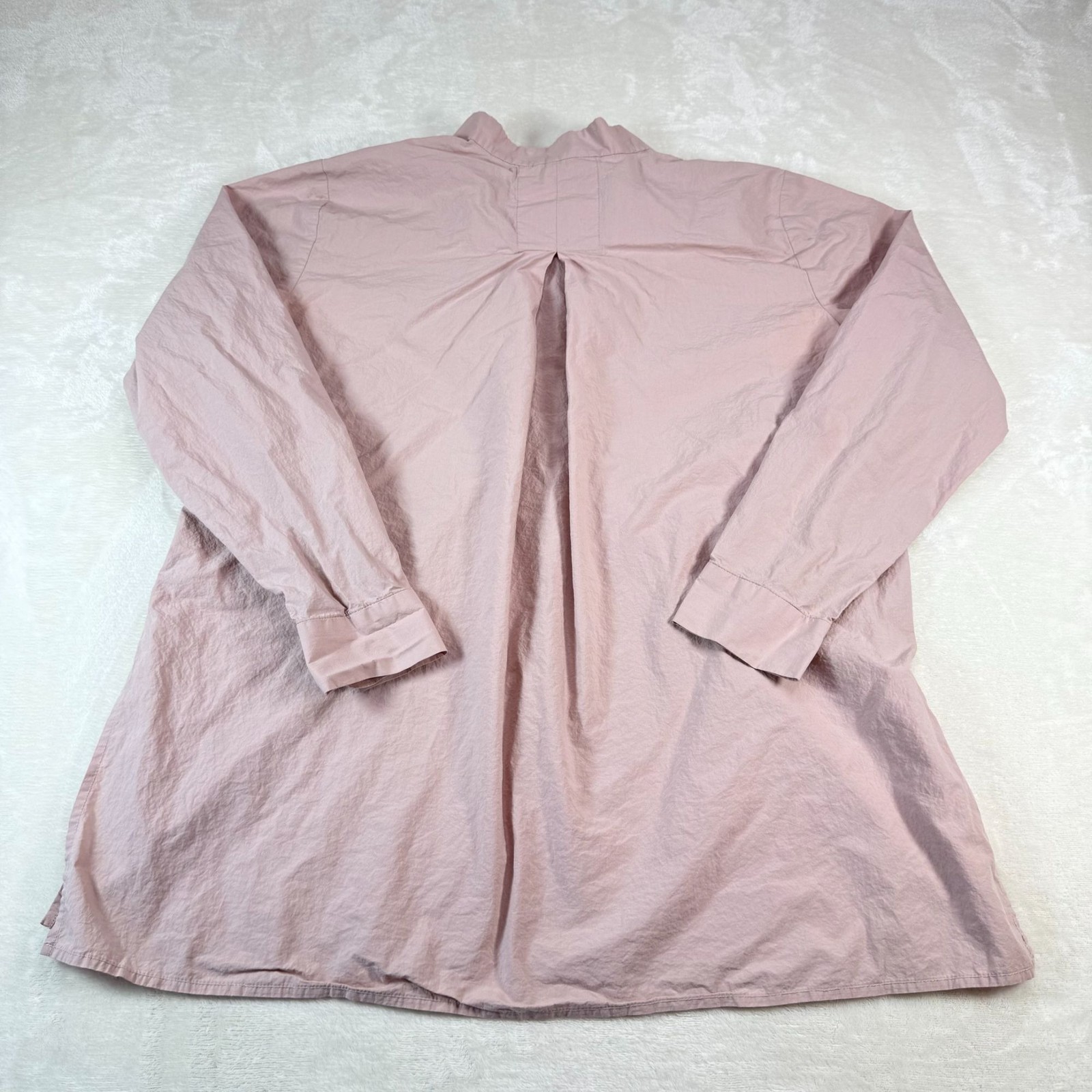 Eileen Fisher Organic Cotton Poplin Opal Stand Up Collar Tunic Top S Coastal