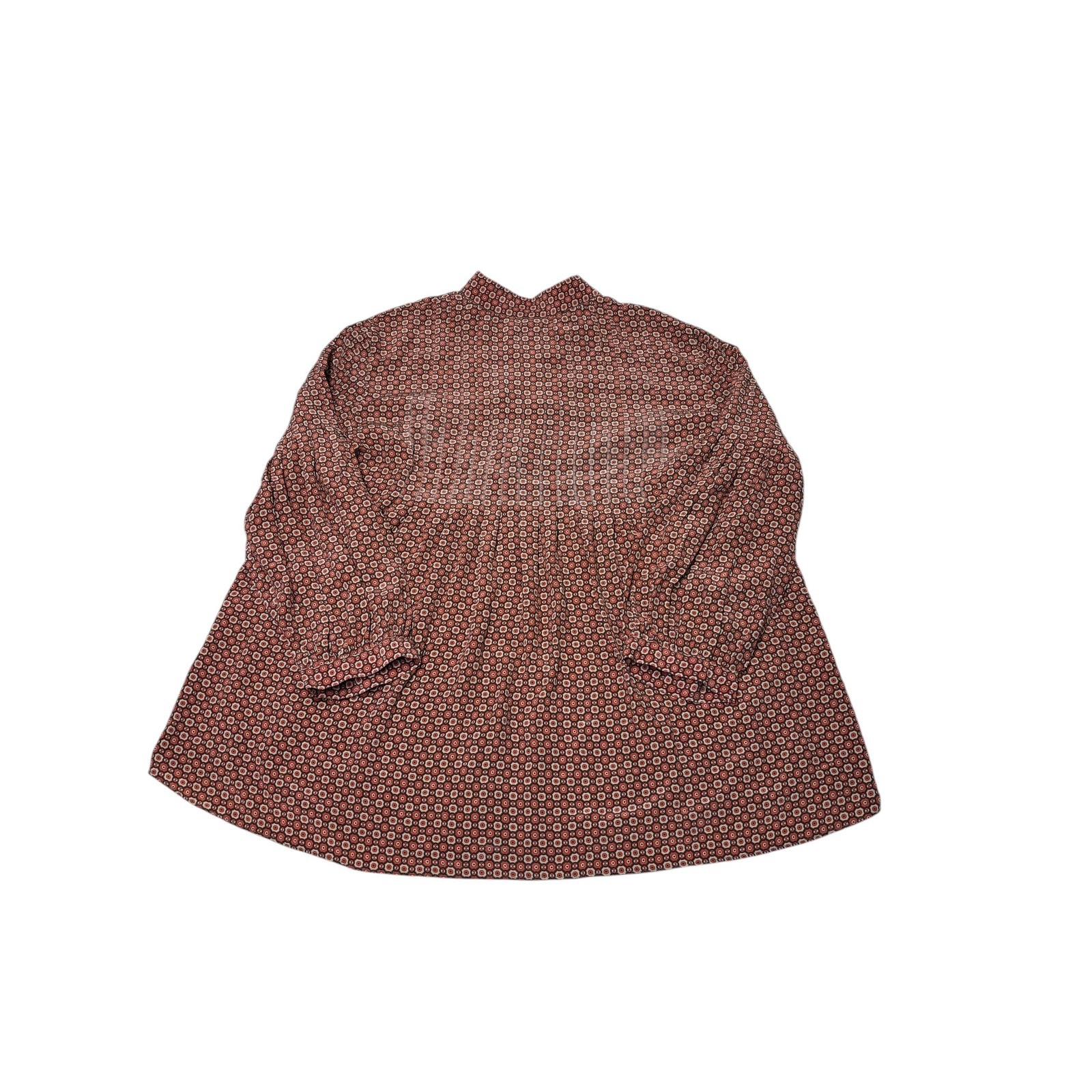 Altea Milano Silk Blouse Medallion Geometric Print Brown Rust Made Italy Women L