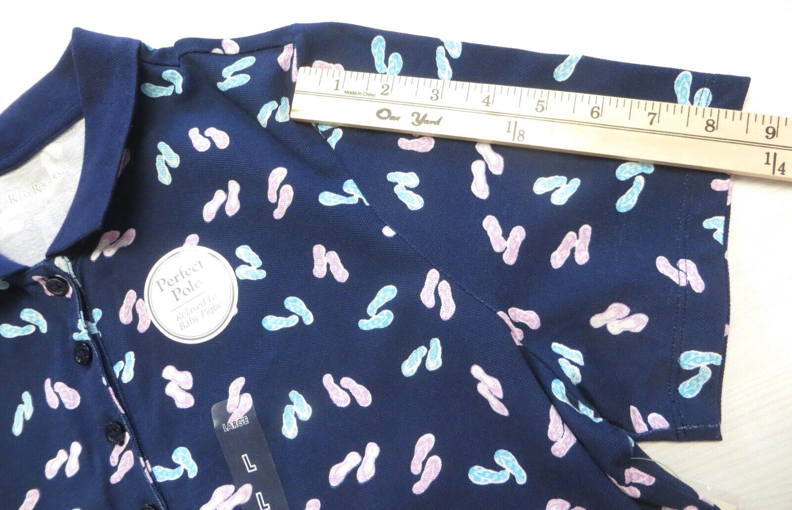 NWT KIM ROGERS Women’s 100% Cotton Polo Shirt Short Sleeve Sandal Multicolor L