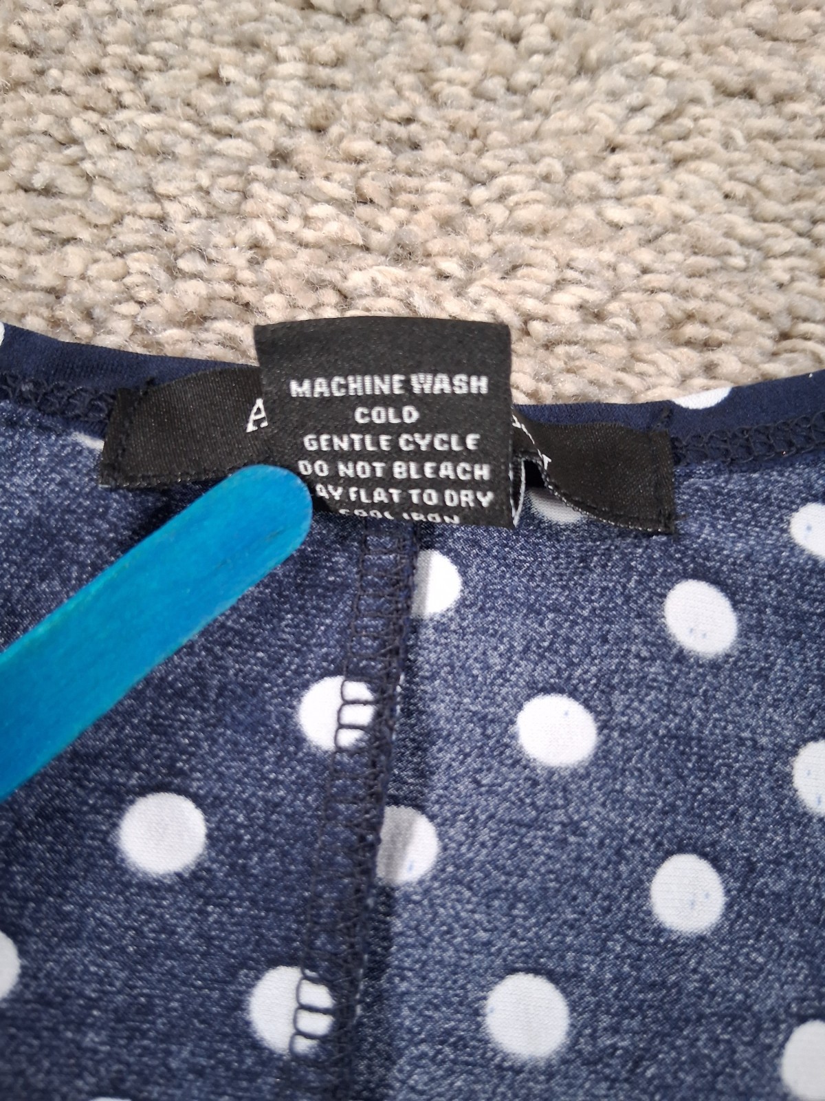 Adele & May Medium Womens Sleeveless Shirt Blue White Polka Dot Polyester Blend