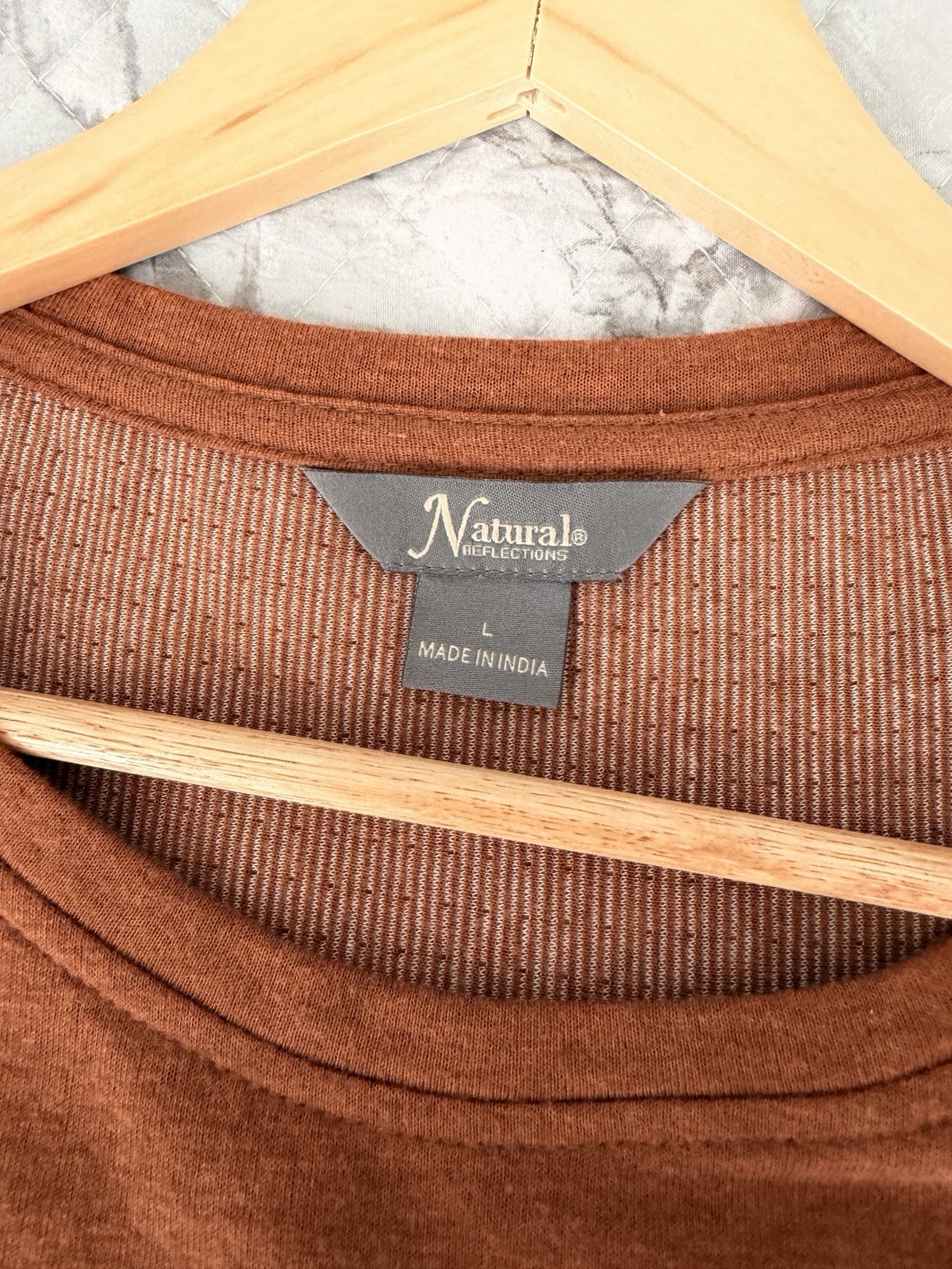 Natural Reflections Women’s L Rust Orange Long Sleeve Pocket Top Casual
