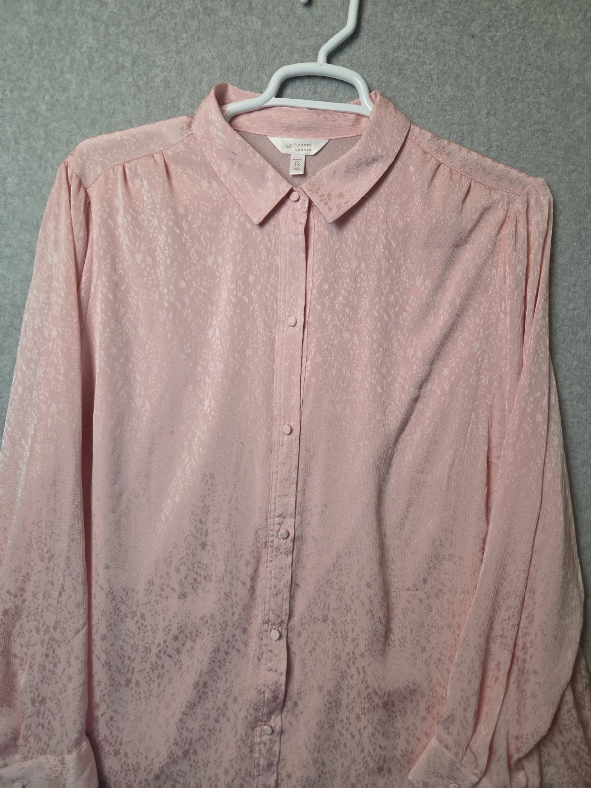 LC Lauren Conrad Pink Floral LS Lined Button Up Blouse Women’s Plus 2X