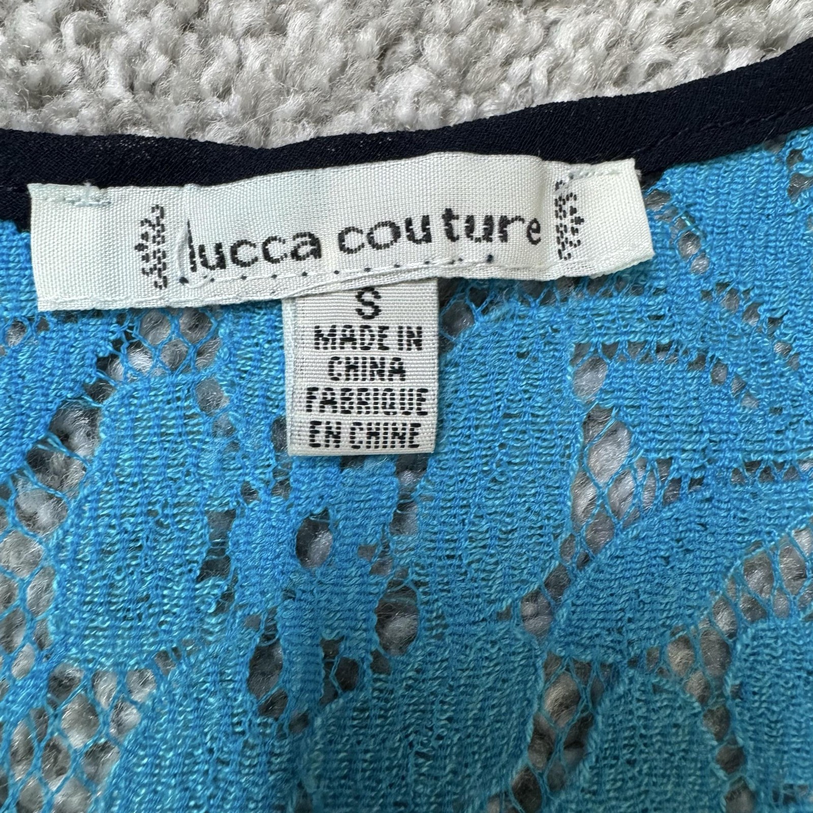 Lucca Couture Tank Womens Small Blue Lace Sheer Cropped Boho Y2K Indie Tumblr