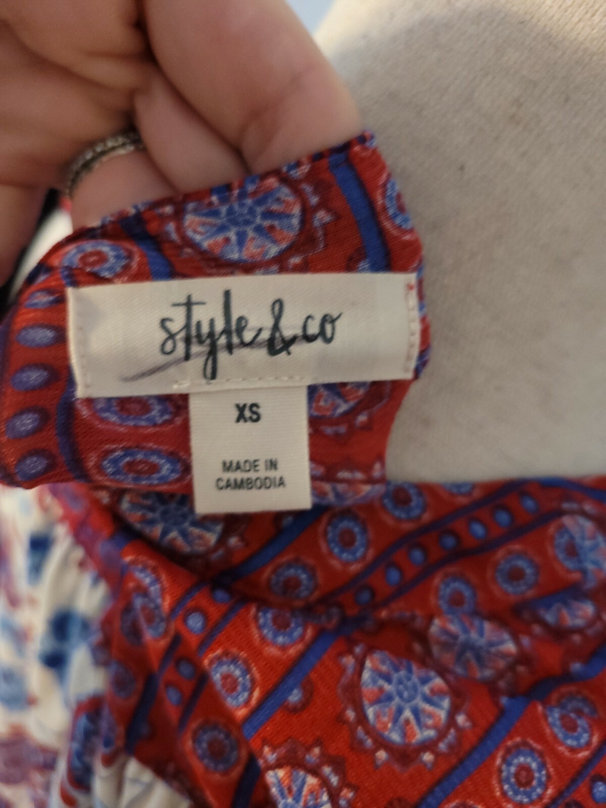 Style & Co Xsmall Blouse Womens Multicolored Sleeveless Vneck