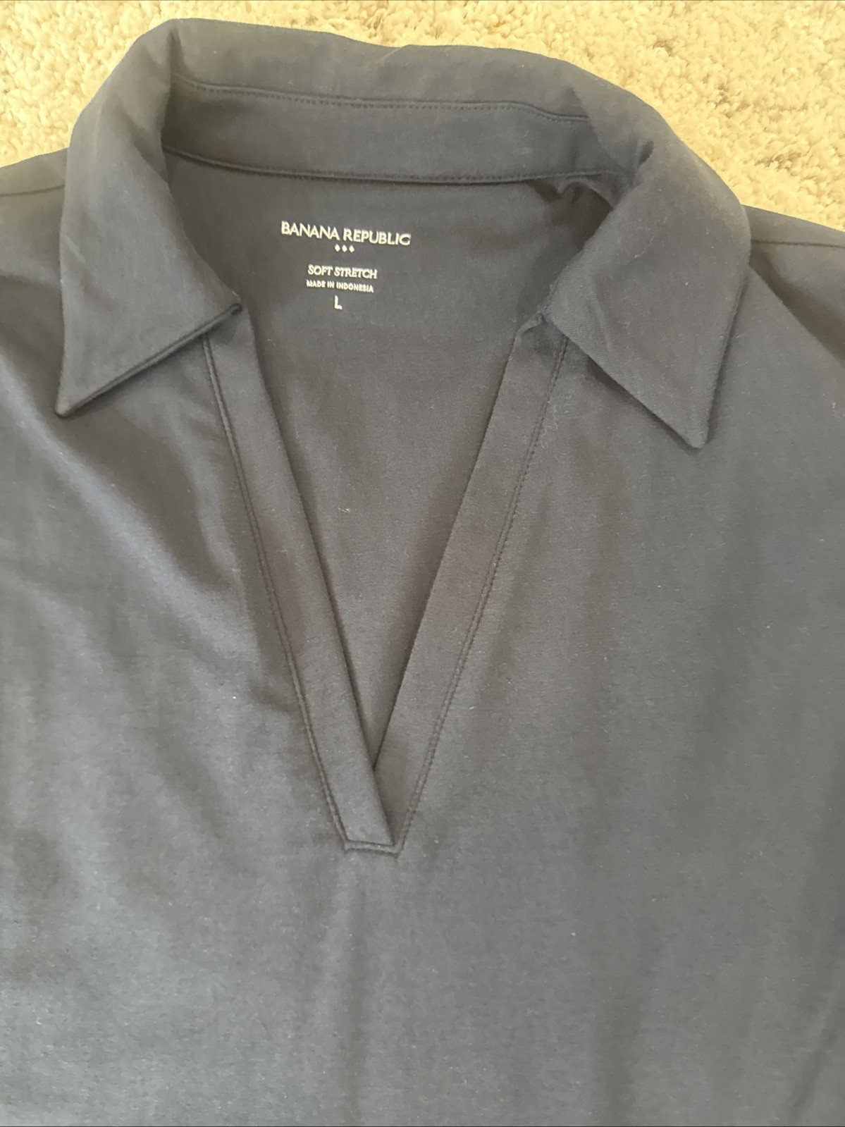 Banana Republic Navy Blue Soft Stretch Polo in Navy Blue SizeL
