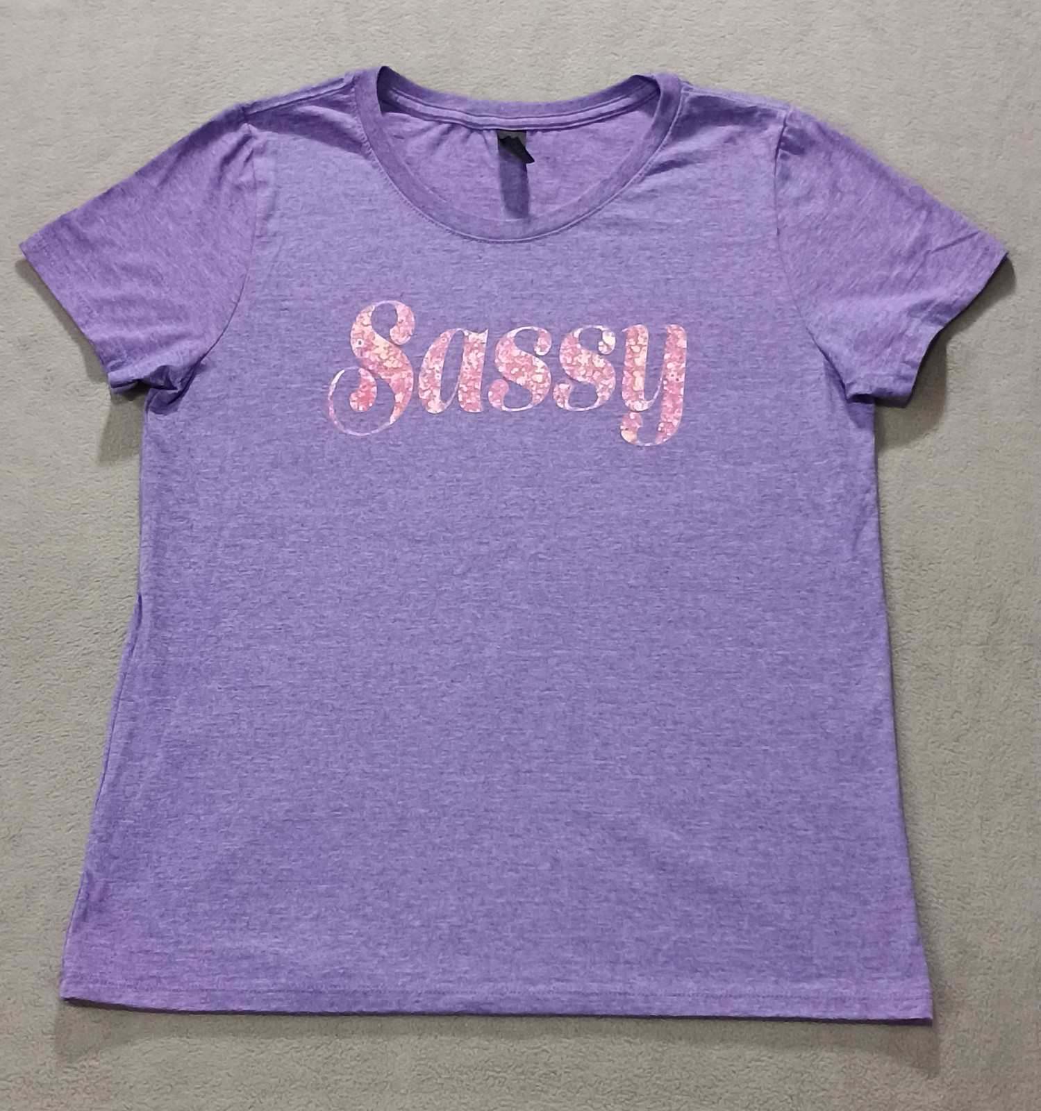 Womens Sassy T-shirt Medium Purple with Pink Logo