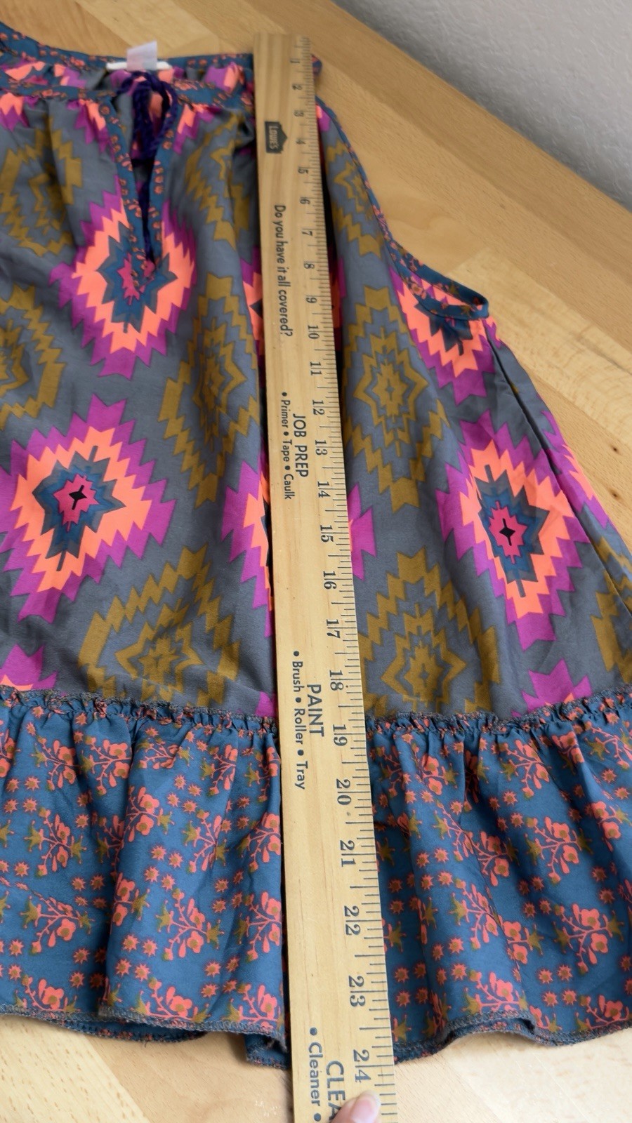 Live Happy By Natural Life Womens Flowy Babydoll Tunic Tank Top Aztec Boho Sz L