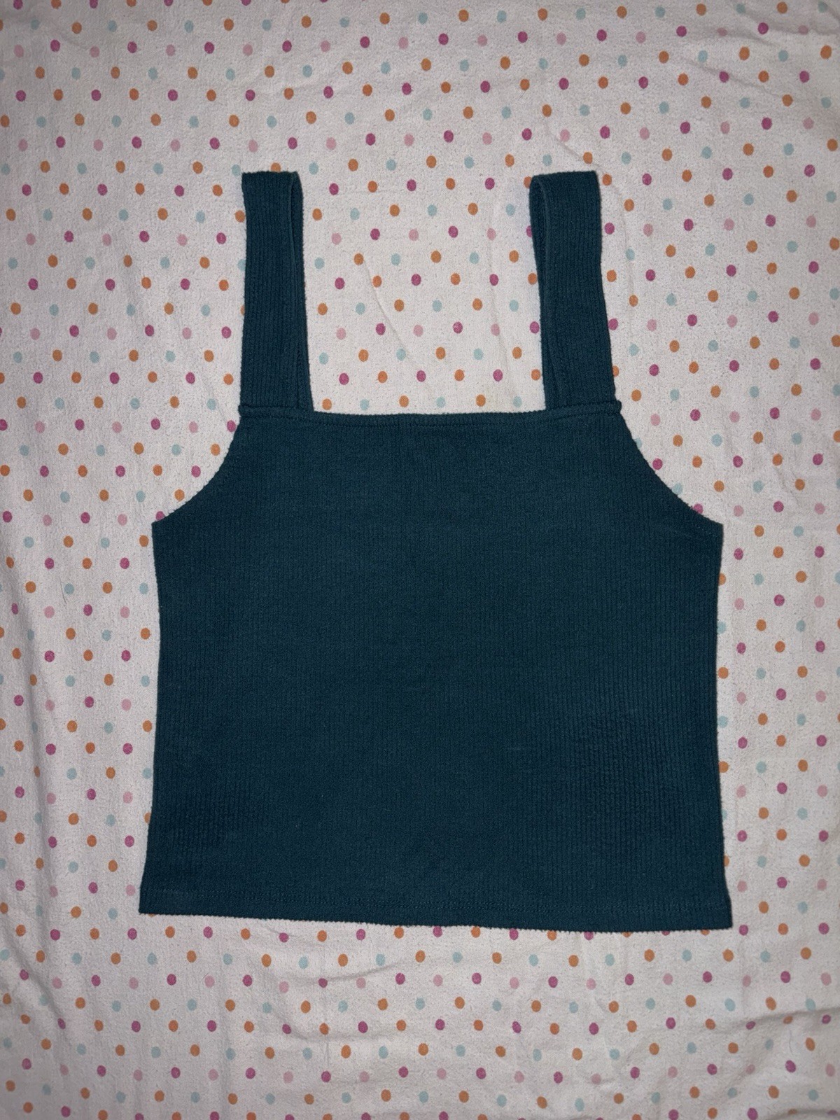American Eagle Teal Ribbed Square Neck Tank Top — Size Large