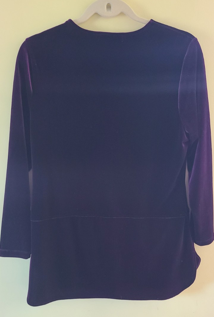 Lauren Ralph Lauren Women’s Purple Velvet Keyhole Front Blouse Tunic Top Size PL