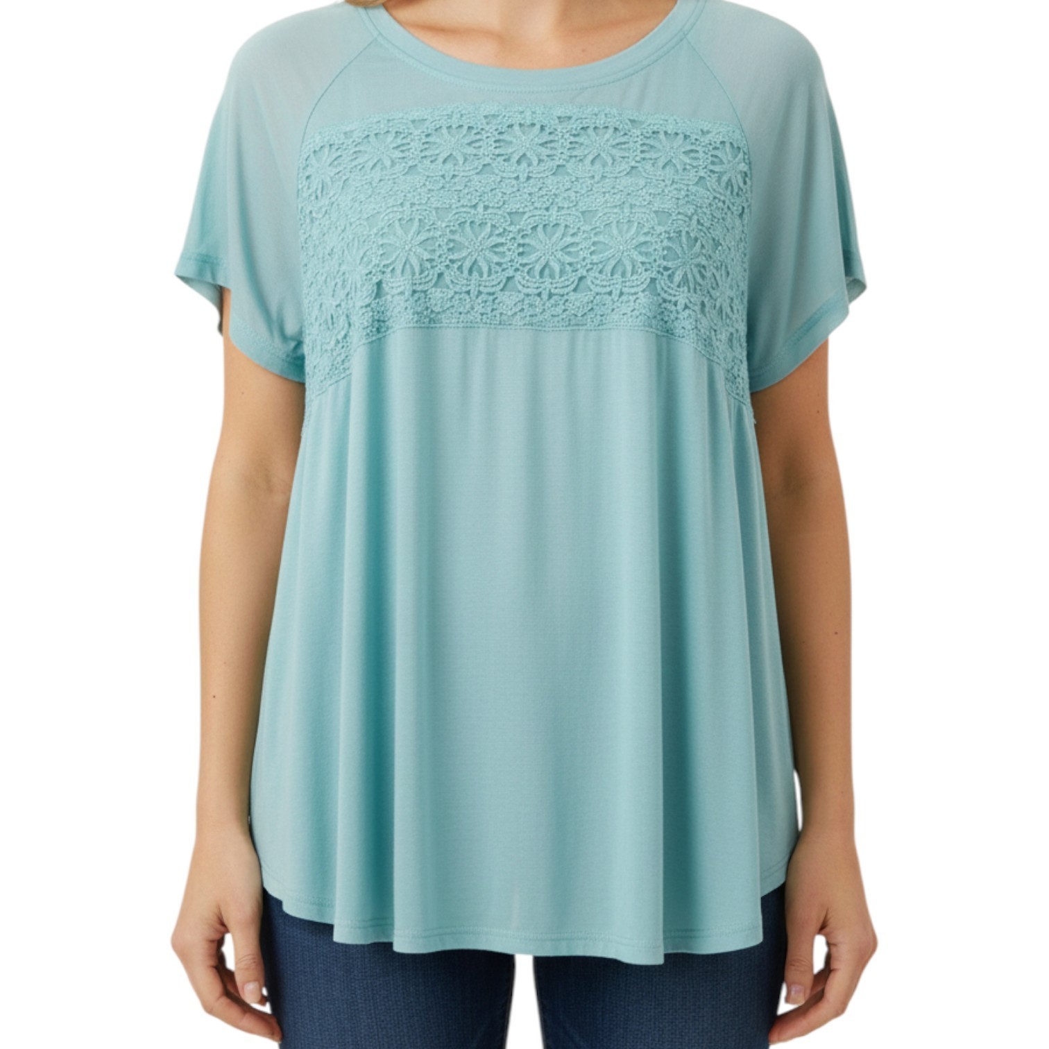 NWT World Market Women S/M Blue Floral Embroidered Lace Boho Peasant Blouse Flow