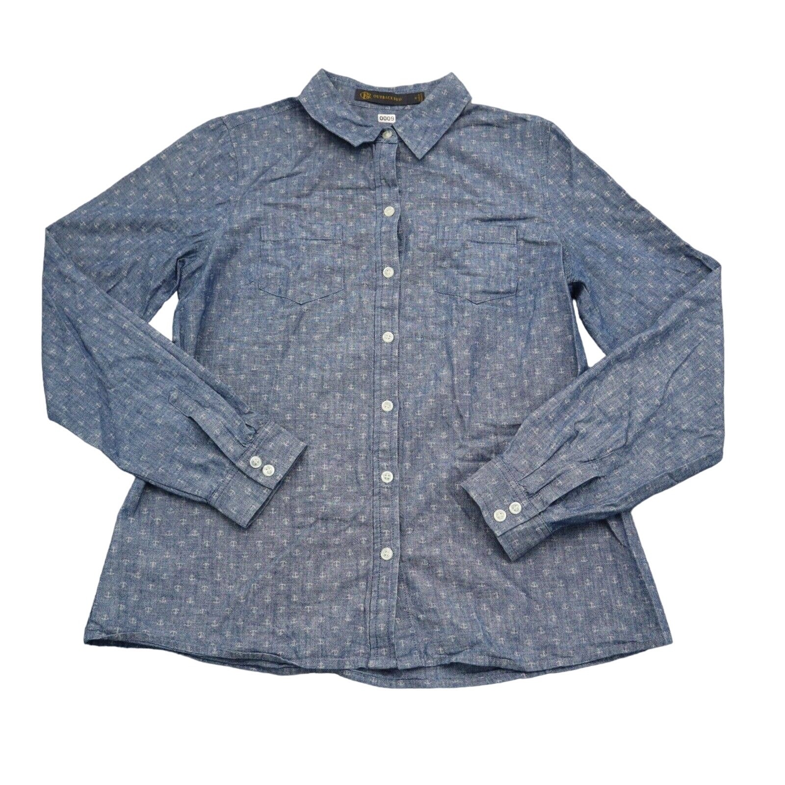 Outback Red Womens Button Up Shirt Medium Blue Anchors