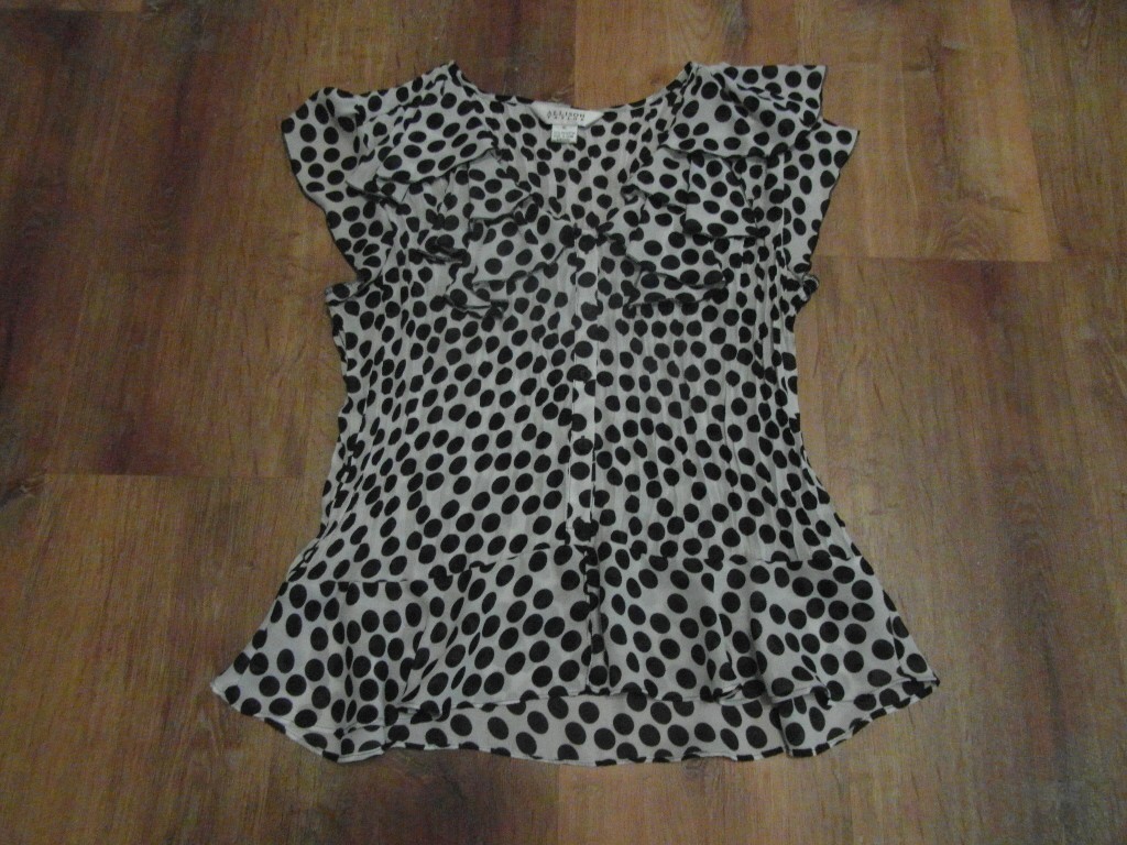 Allison Taylor Women’s XL White & Black Poka Dot Blouse 1570G-20