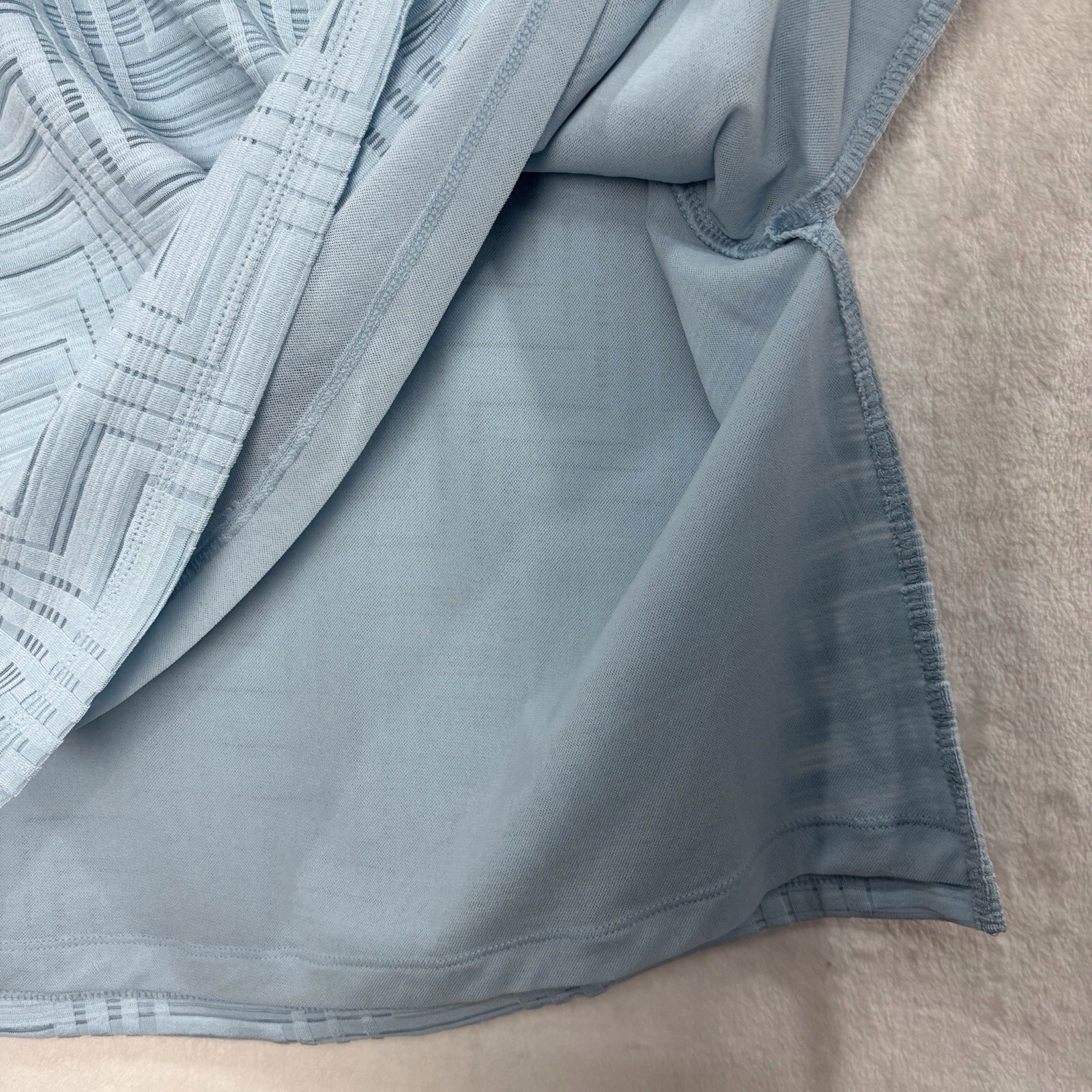 Chico’s Travelers Tunic Top Textured Tunic Sz 1 S 8 Stretch Lined Blue NEW