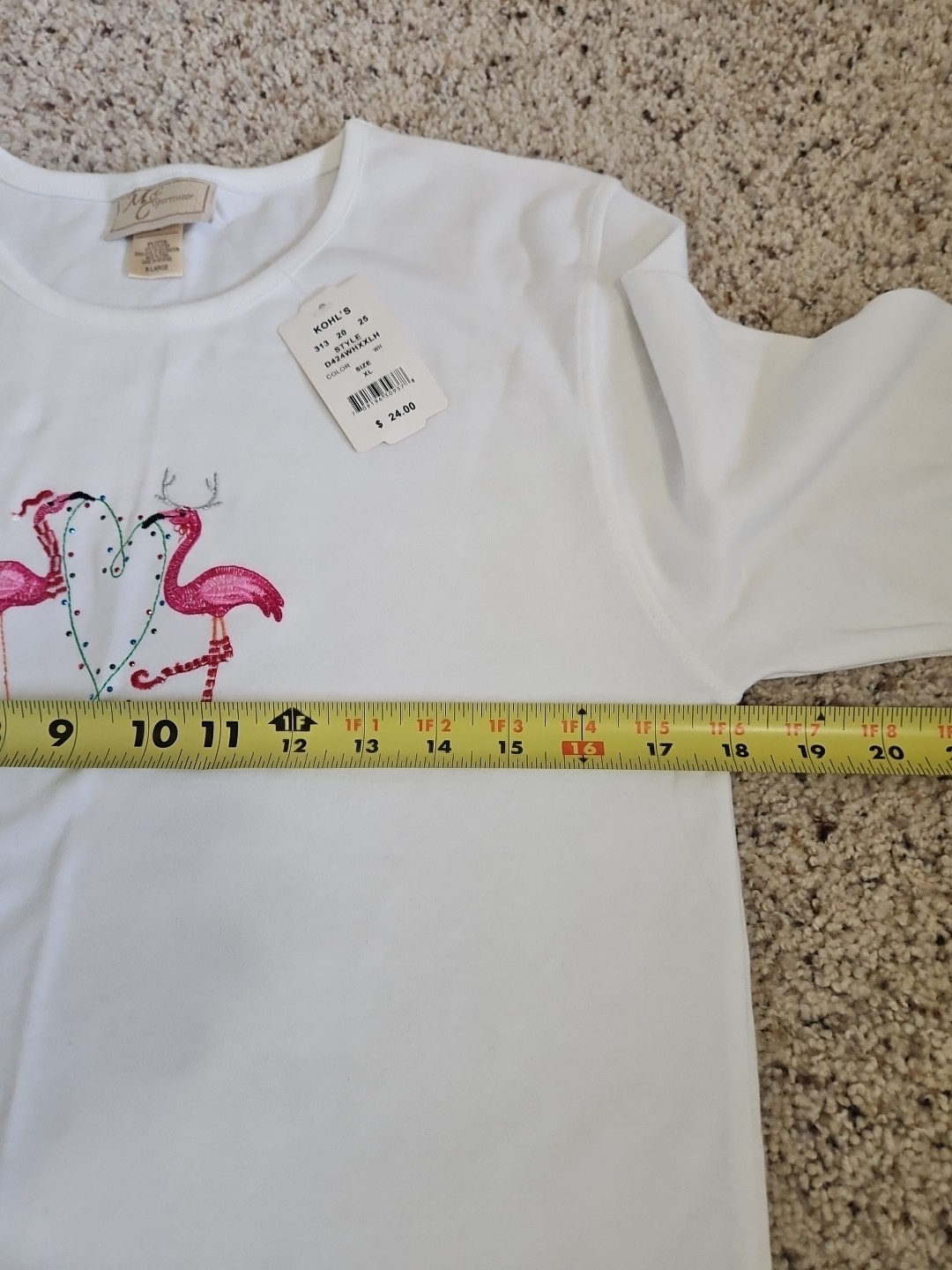Vtg NWT M&C Sportswear Embroidered Flamingos Christmas Long Sleeve Shirt Sz XL