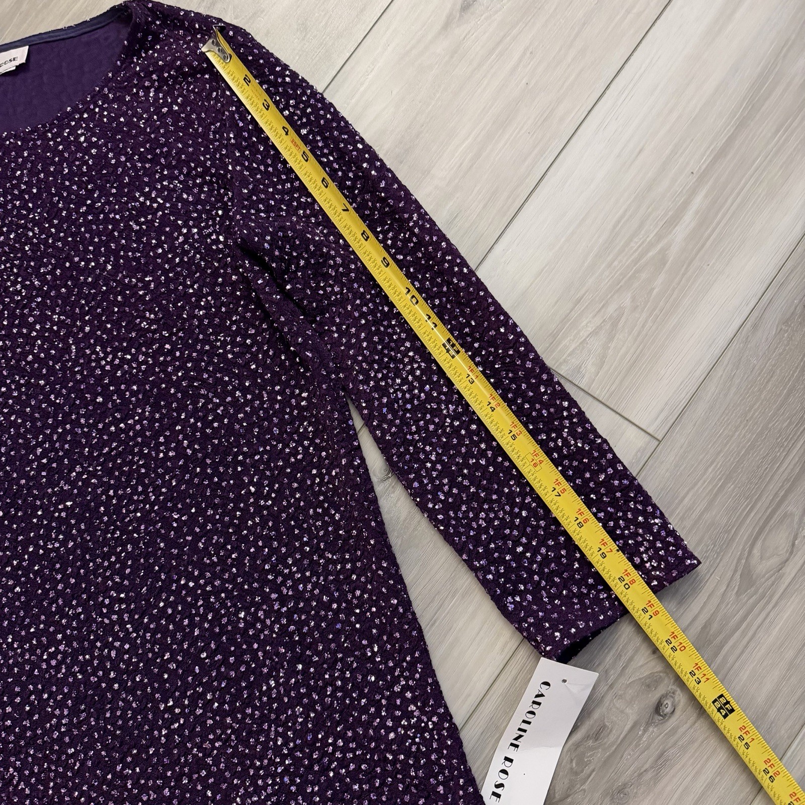 NWT Caroline Rose Tunic Top Purple Sequin Sparkly Size S