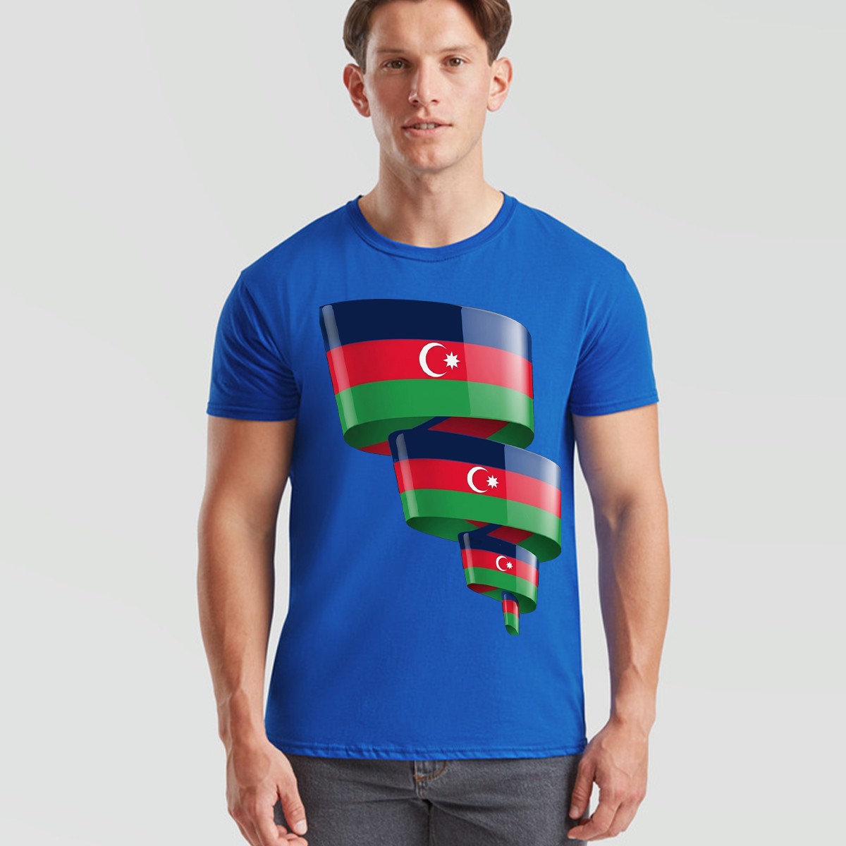 Curled Azerbaijan Unisex Football T Shirt Flag Azerbaijani Day Mens Womens Tee
