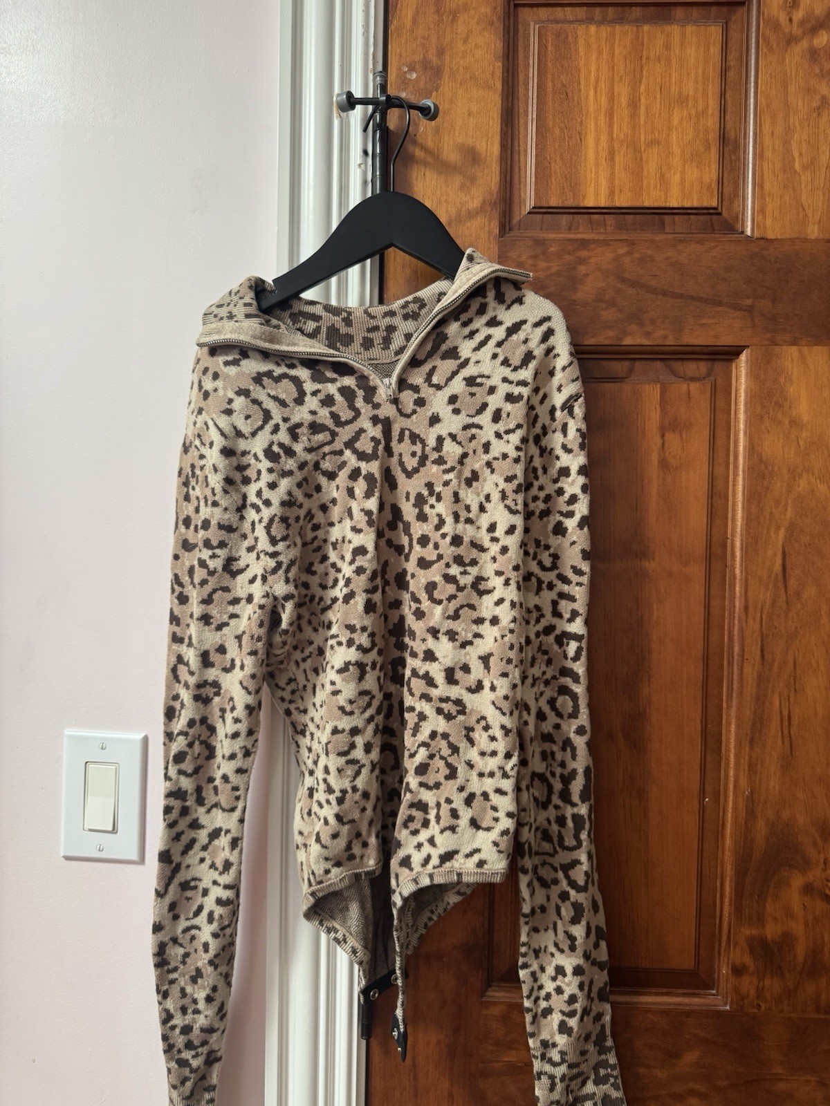 Michael Costello X Revolve Cheetah Print Long Sleeve Quarter Zip Body Suit