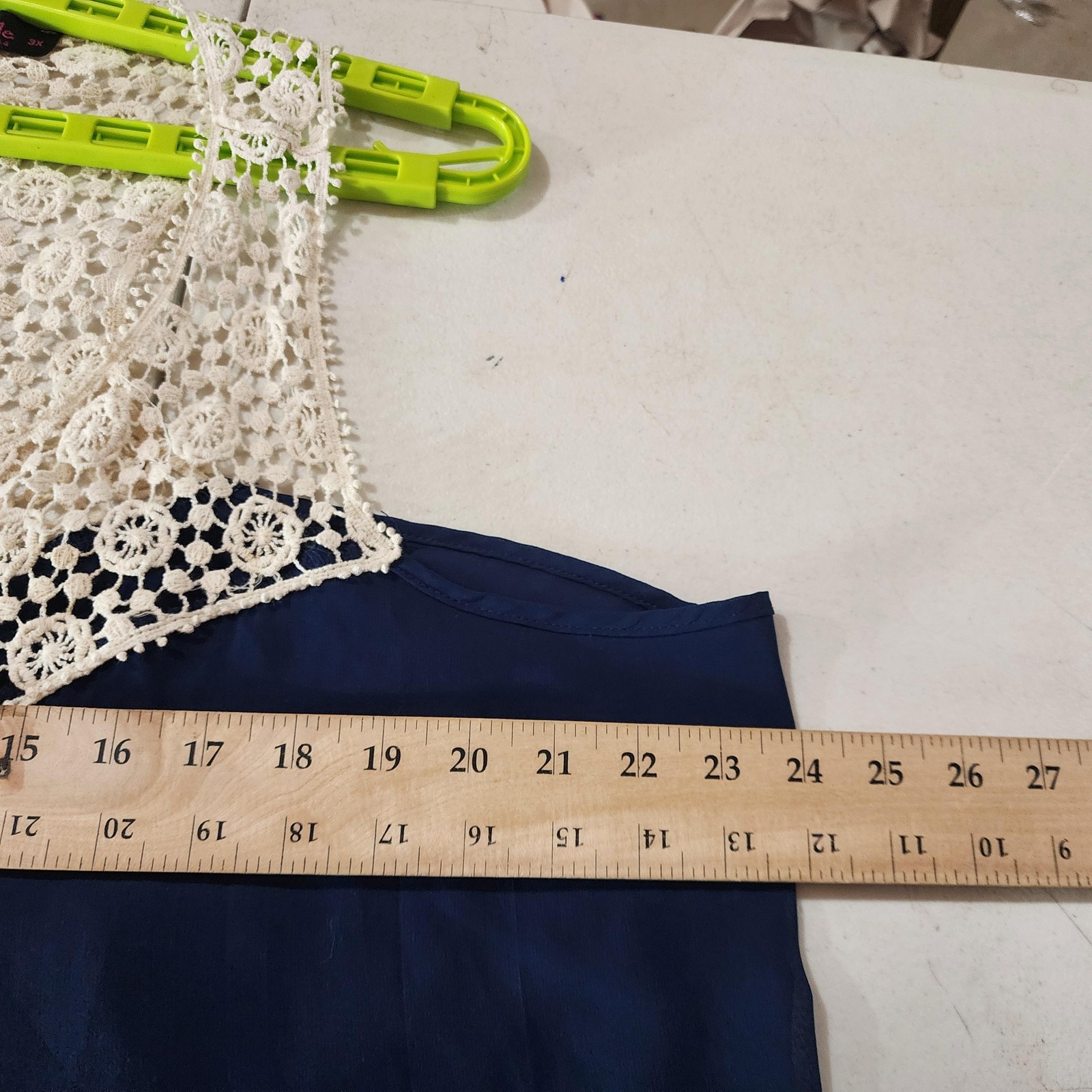 Annabelle Blouse Womens 3XL Blue Crochet Lace Scoop Neck Sleeveless Tunic Top