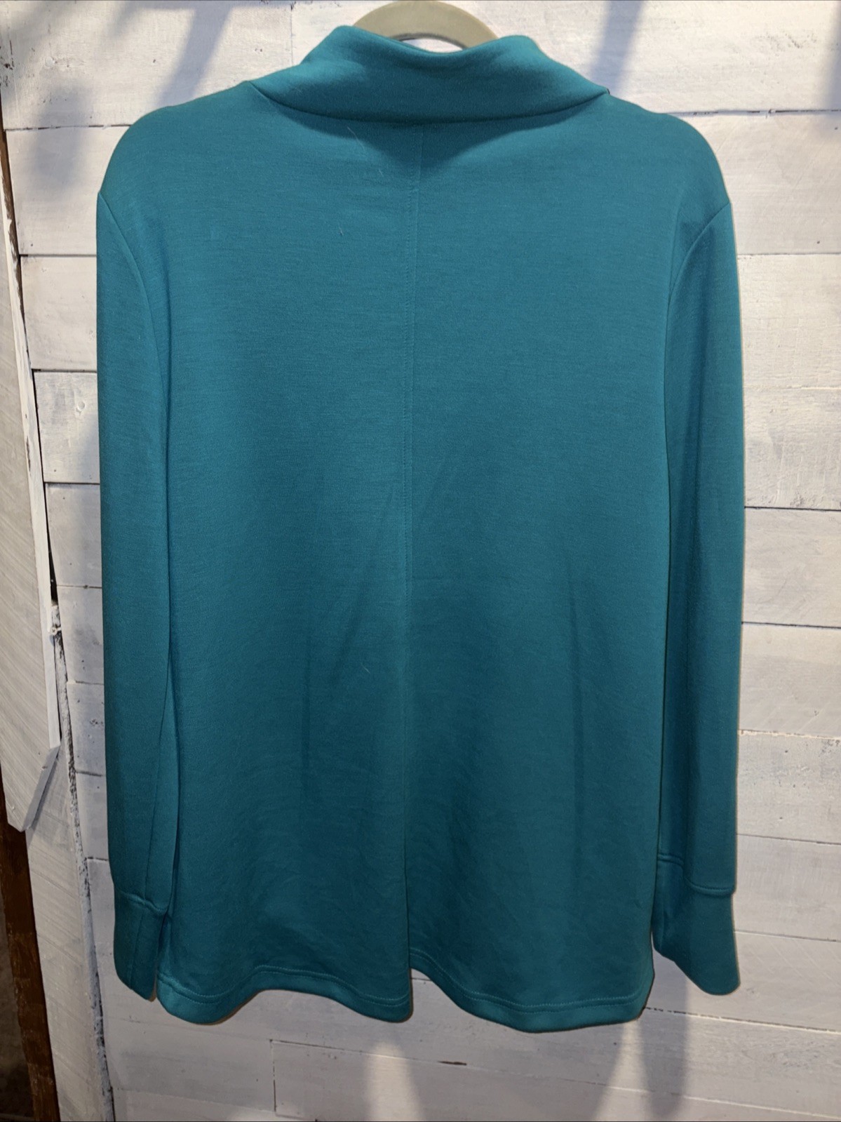 Cable & Gauge Studio Ladies Size L Teal Mock Turtleneck Medium Weight Long Sleev