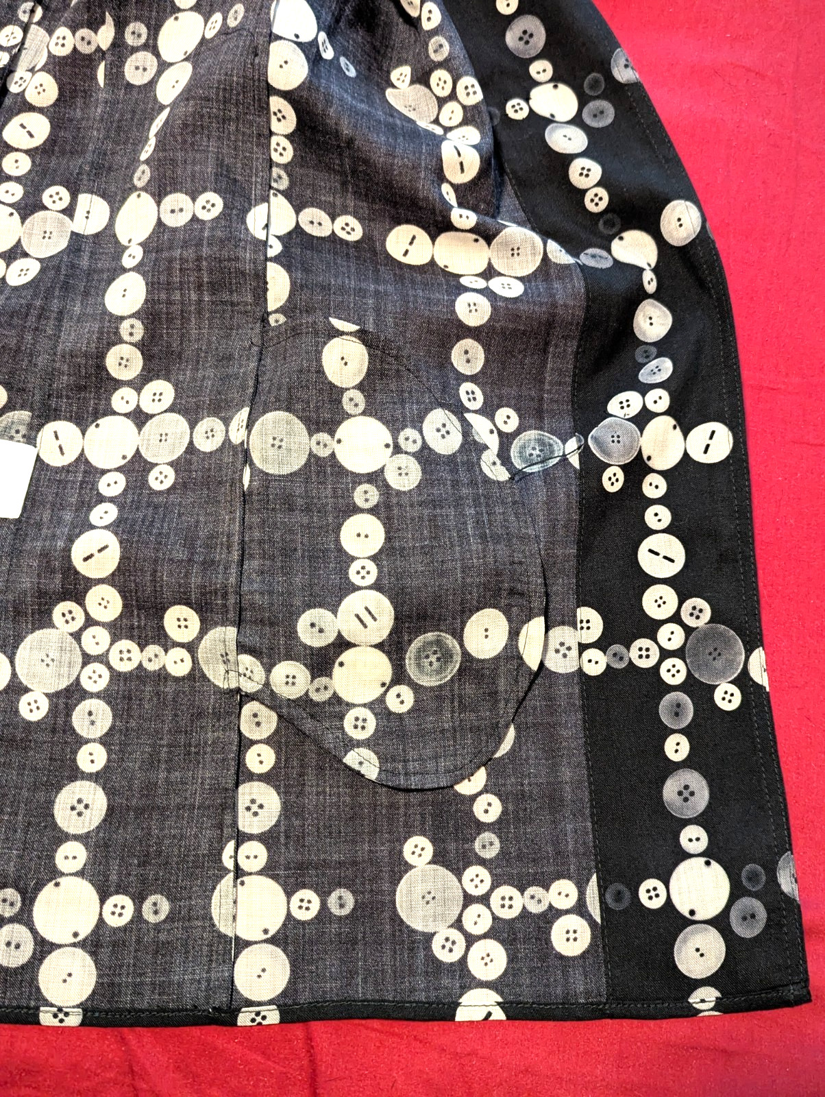$800 Akris Punto sz 8-10 Wool Button Print Blouse Tunic Top Long Mandarin Snap