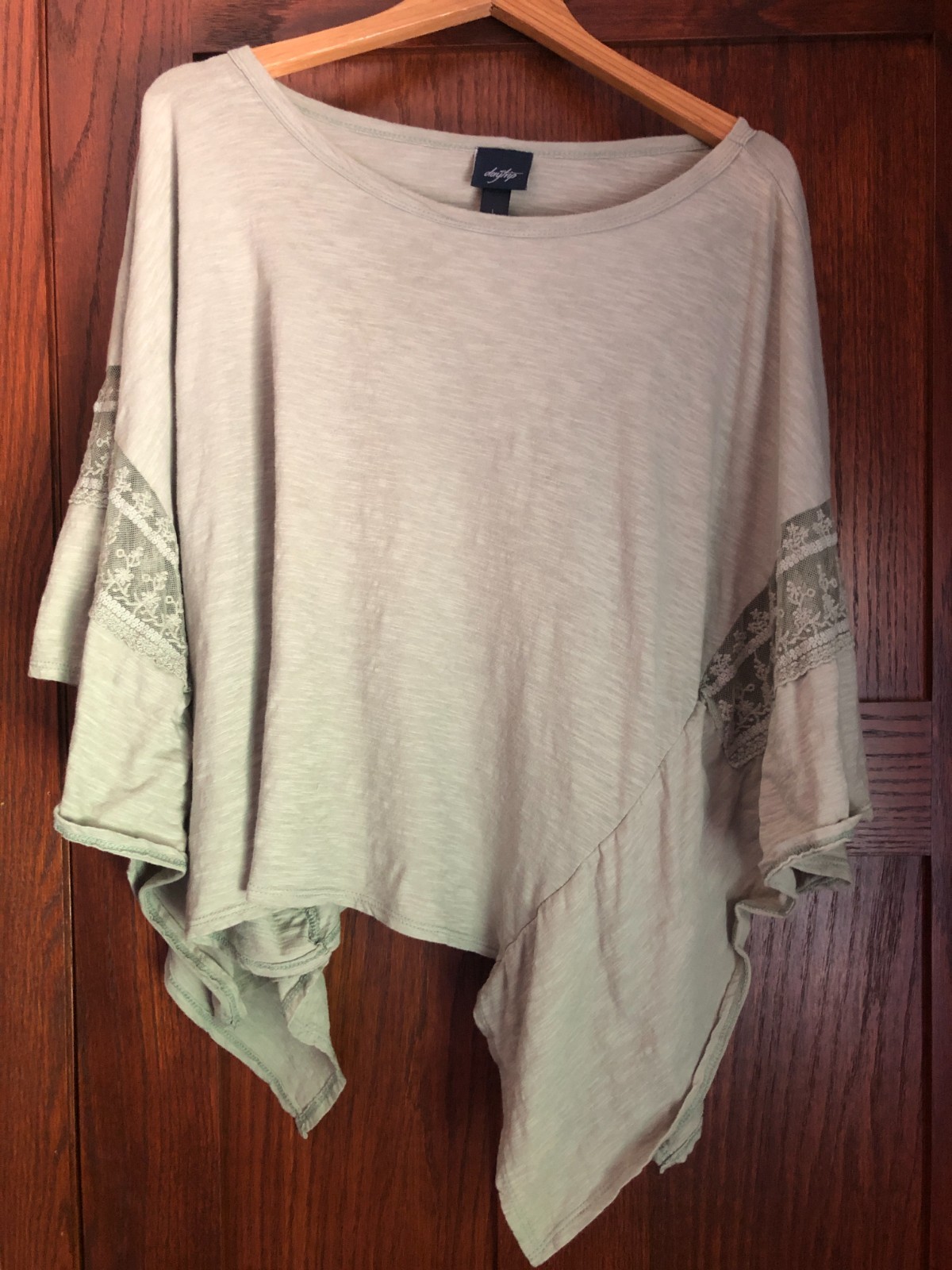 Daytrip 100% cotton summer top BOHO light green lace womens XL crop pre-loved