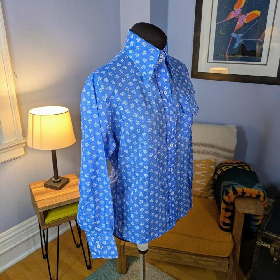Vintage 70s Skyr Floral Nylon Windbreaker Wind Shirt Women’s Small