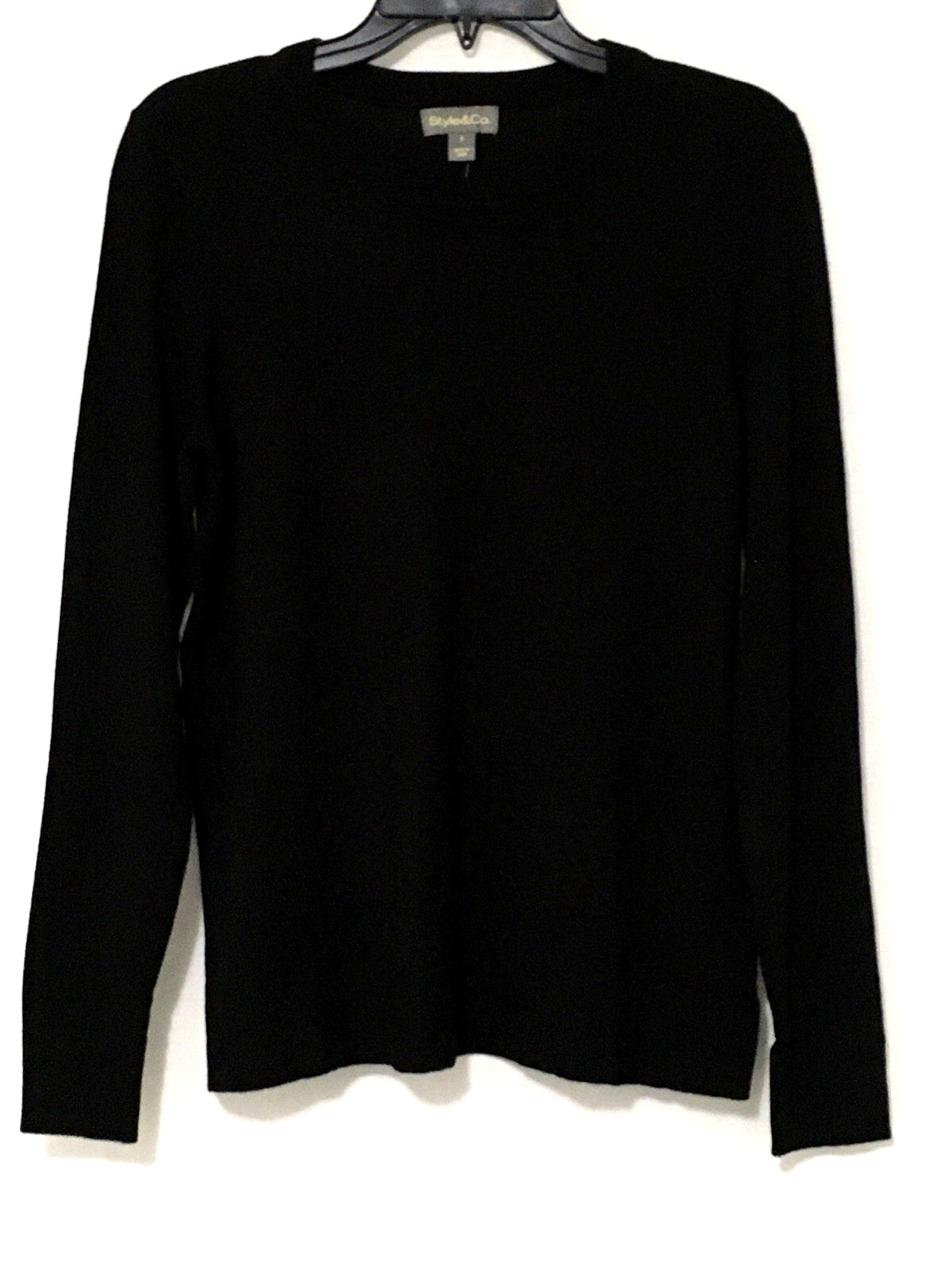 Style & Co Women’s Size S Black Fine Gauge Pullover Crewneck Long-Sleeve Sweater