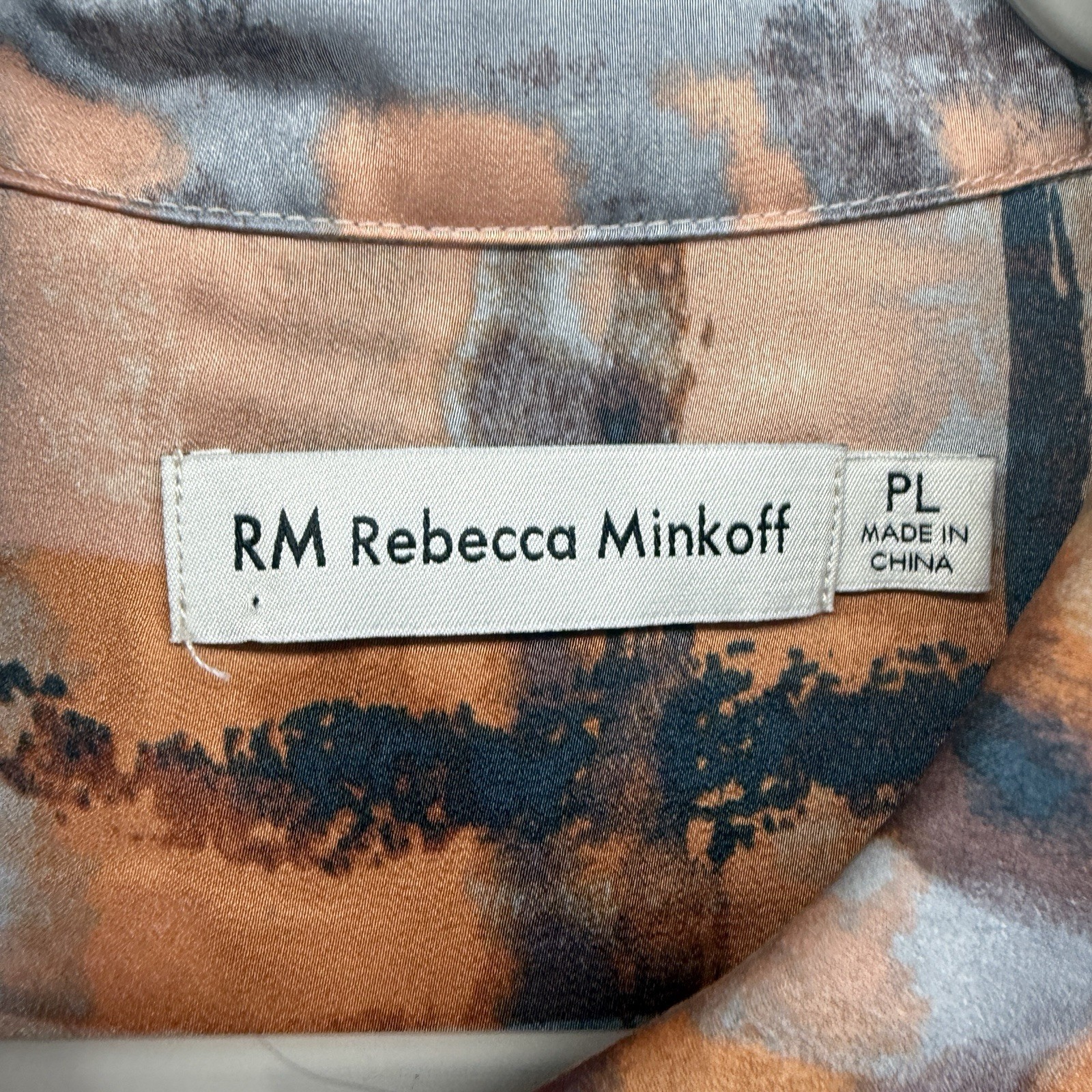 RH Rebecca Minkoff Top Womens PL Abstract Button Up Cropped Old Money Preppy