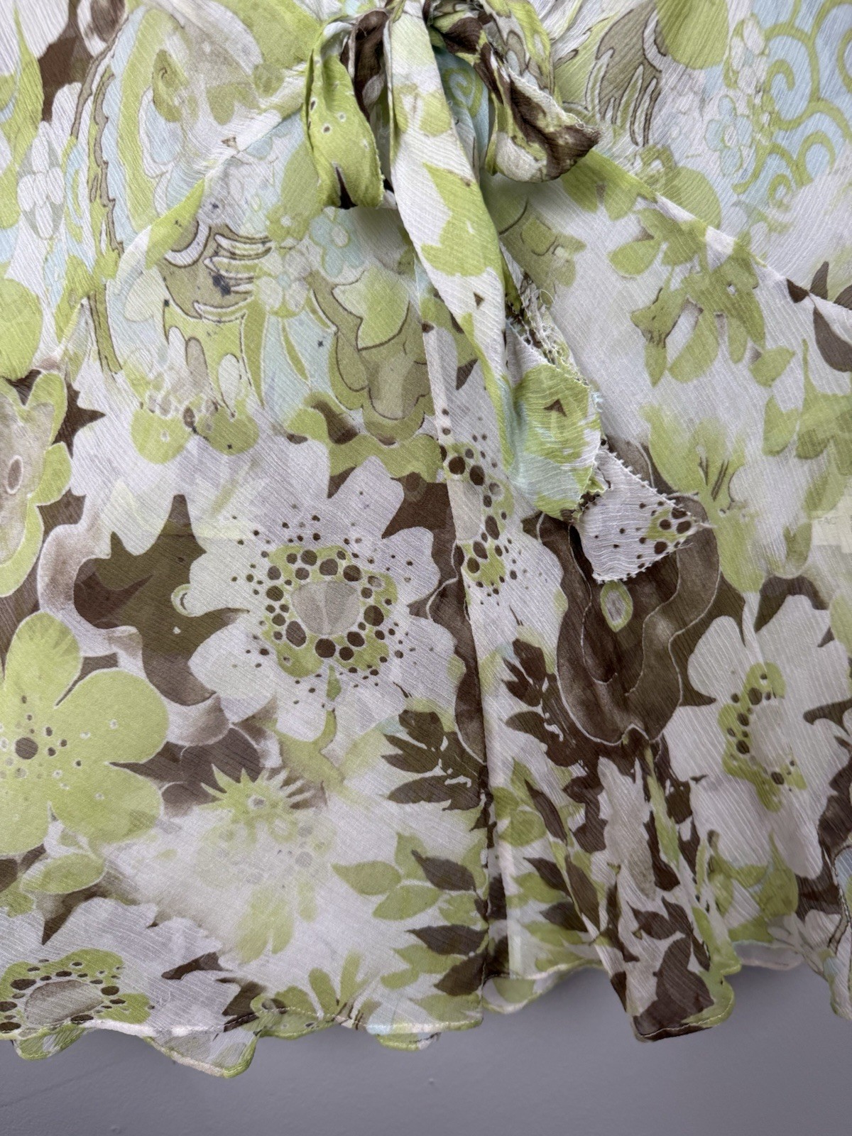 Y2K Express Design Studio 100% Silk Top Babydoll Floral Sheer Fairy 90s 2000s 12