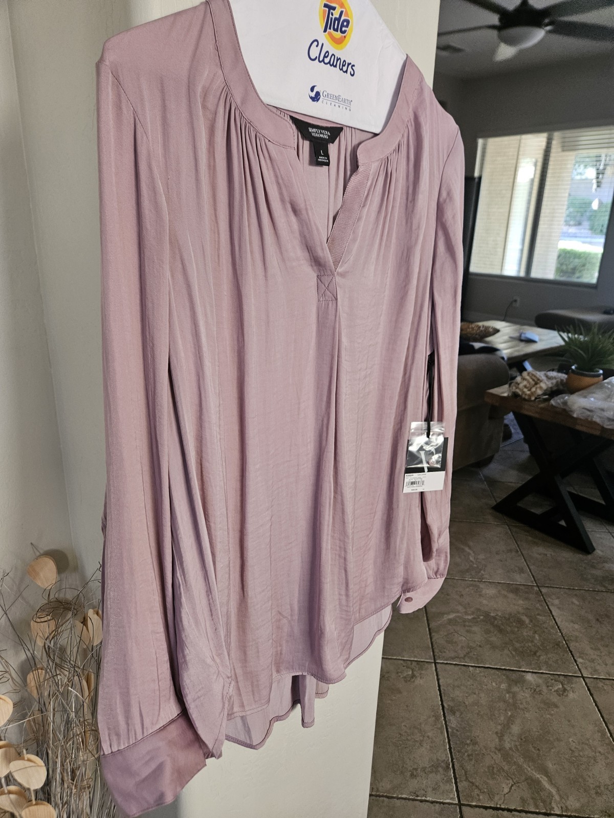 NWT Simply Vera Vera Wang Blouse Dusty Pink Size L Long Sleeve