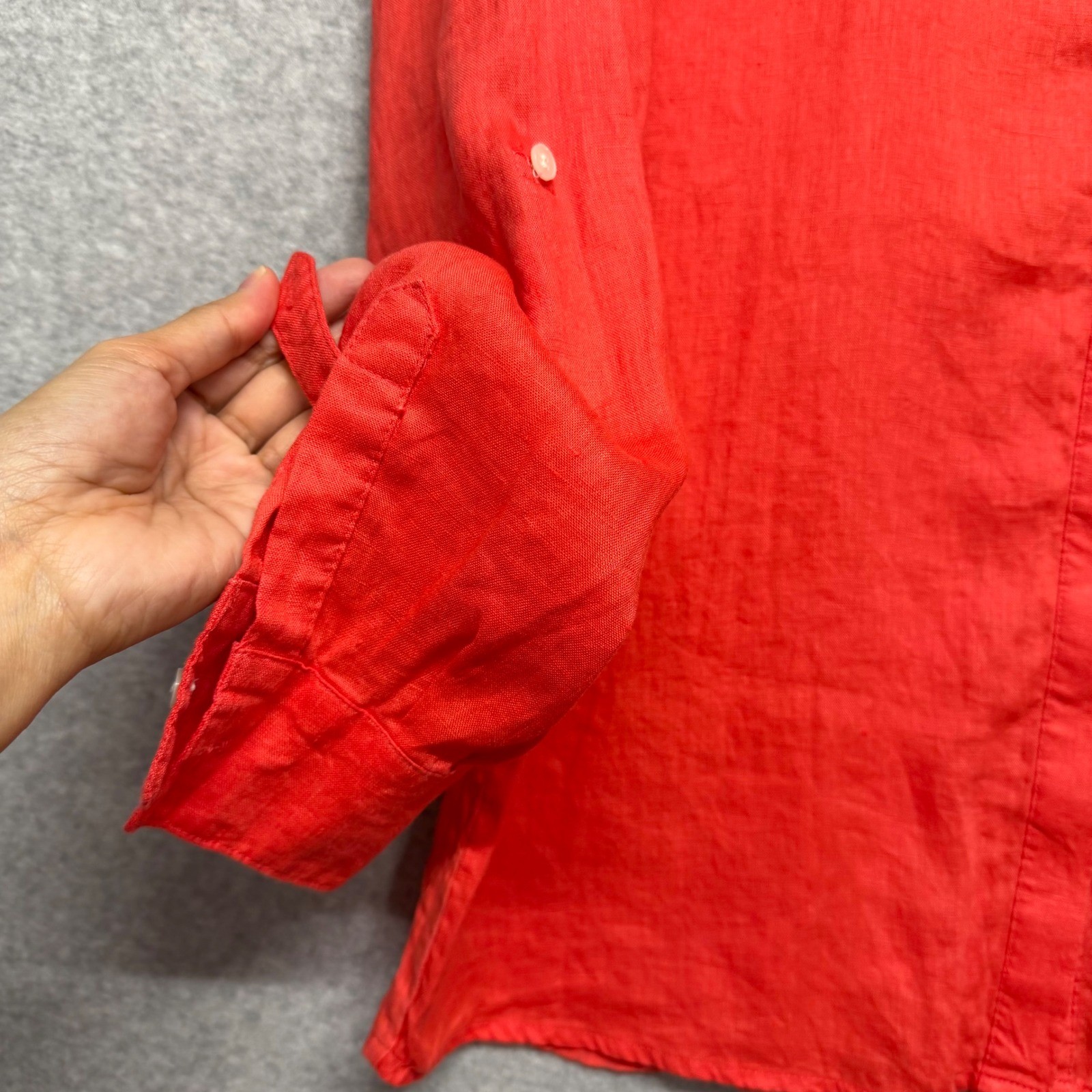 Charter Club Button Up Shirt Womens S Tunic Top Linen Roll Tab Sleeve Breathable