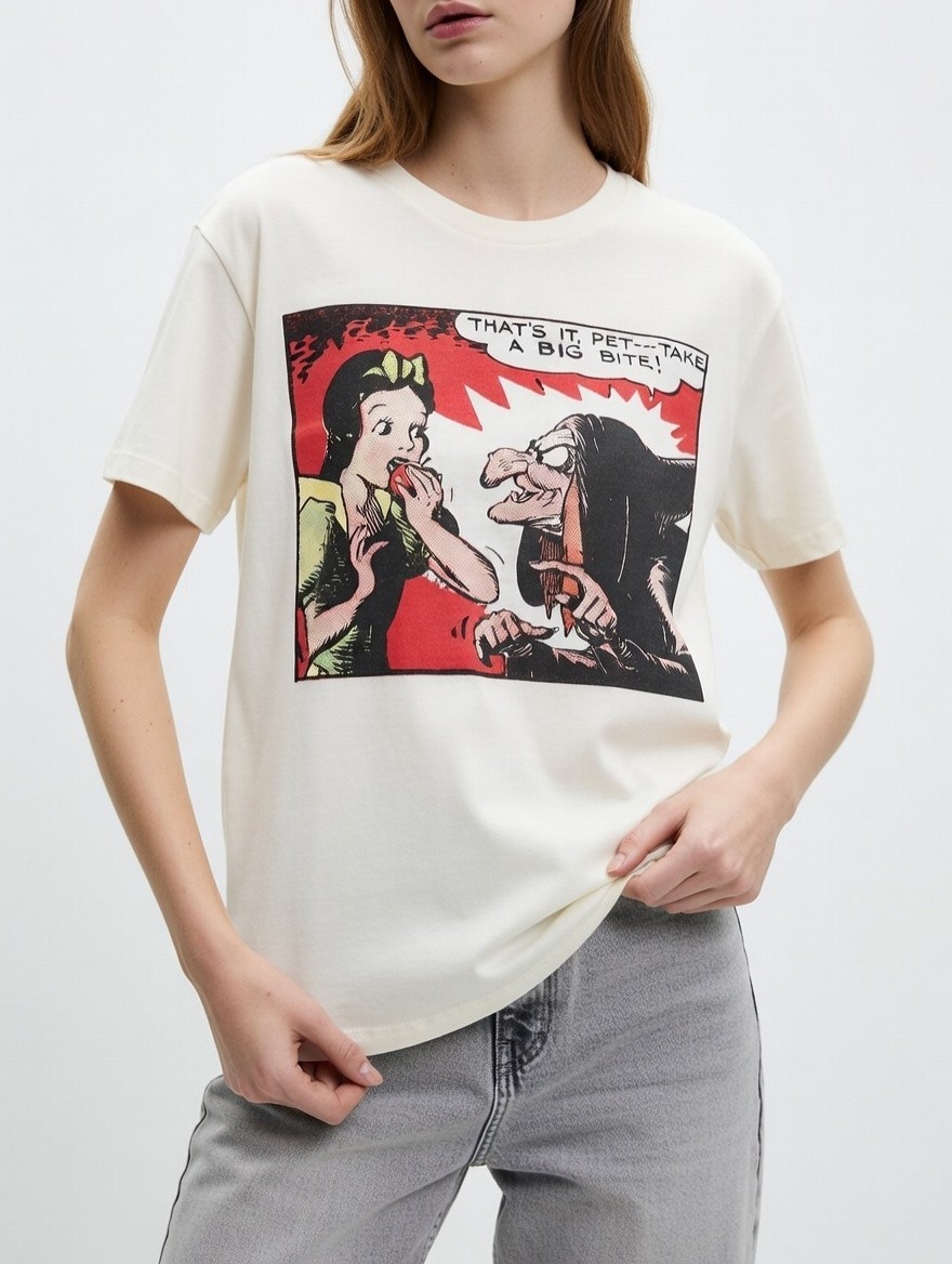 Upraise Graphic T-Shirt L Cotton Short Sleeve Comic Print Pre-Owned