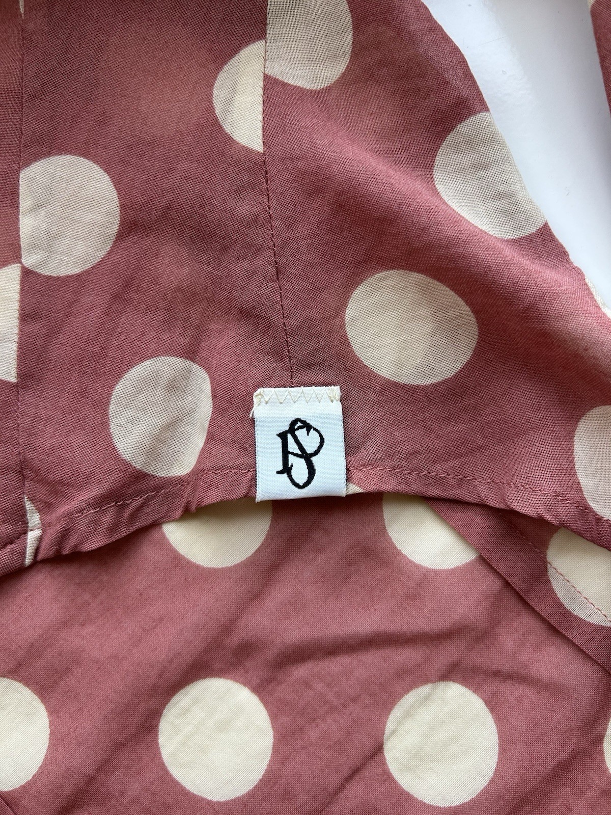 Paul Smith Rust Polka Dot Tie-Neck Cotton Blouse – Size IT 40 (UK 8)