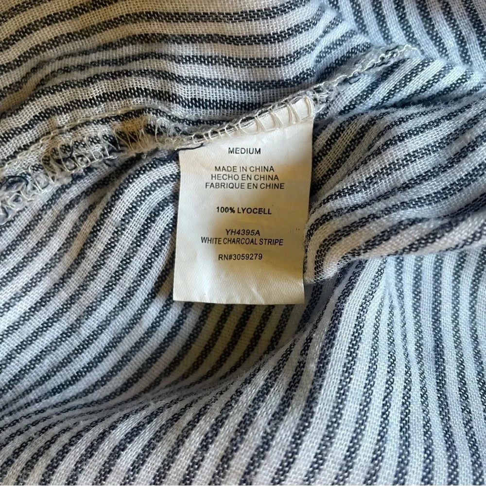 Thread & Supply Striped Collared Long Sleeve Button Down​ Lyocell Blouse Medium