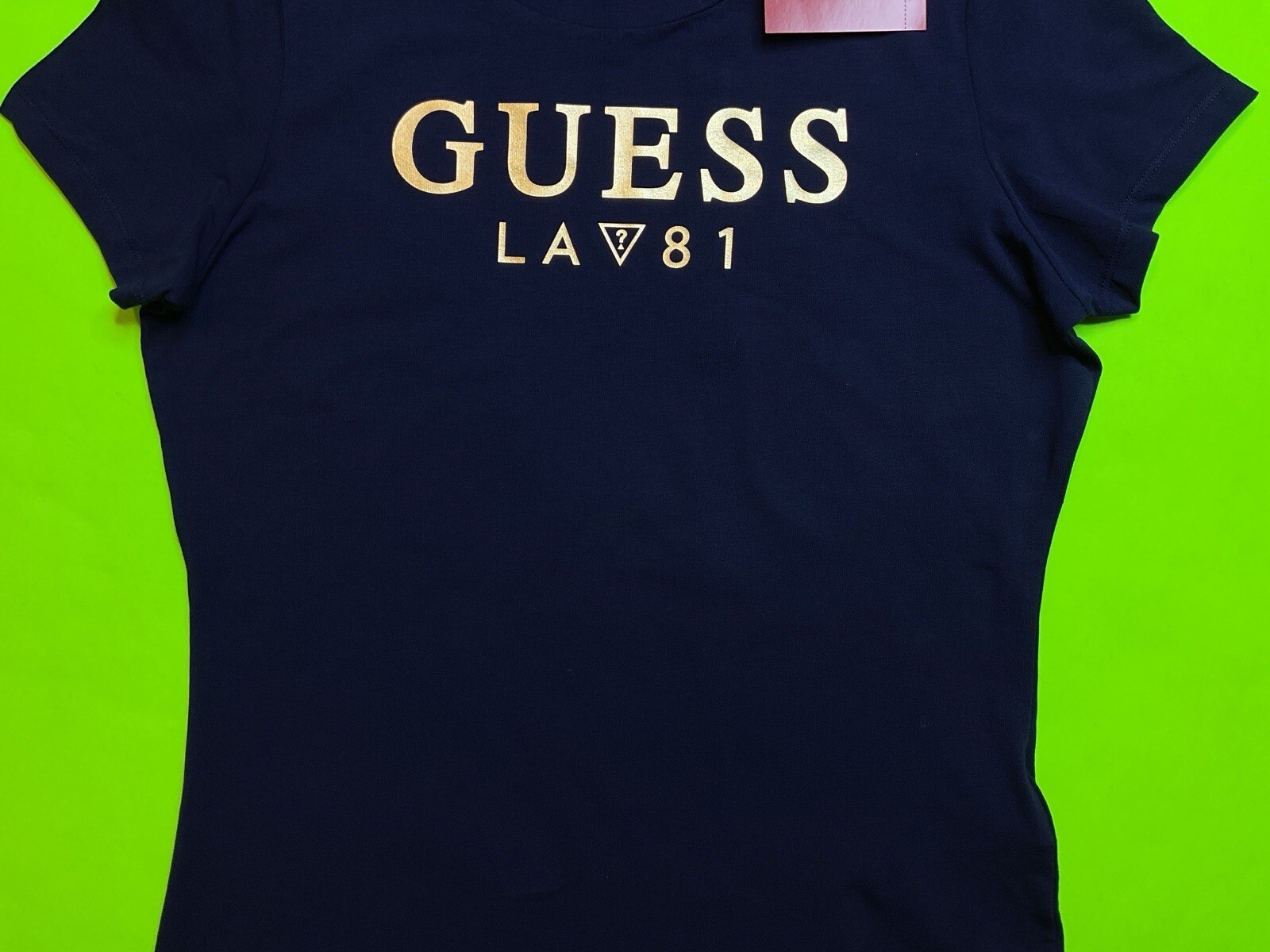GUESS Los Angeles Women’s Short Sleeve T-Shirt LARGE Navy Blue w/Gold NEW
