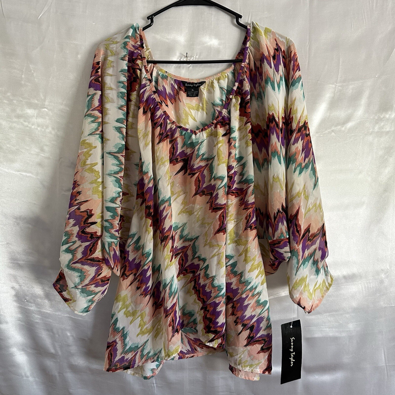 Sunny Taylor Woman’s Sheer Blouse Multicolor Size XL