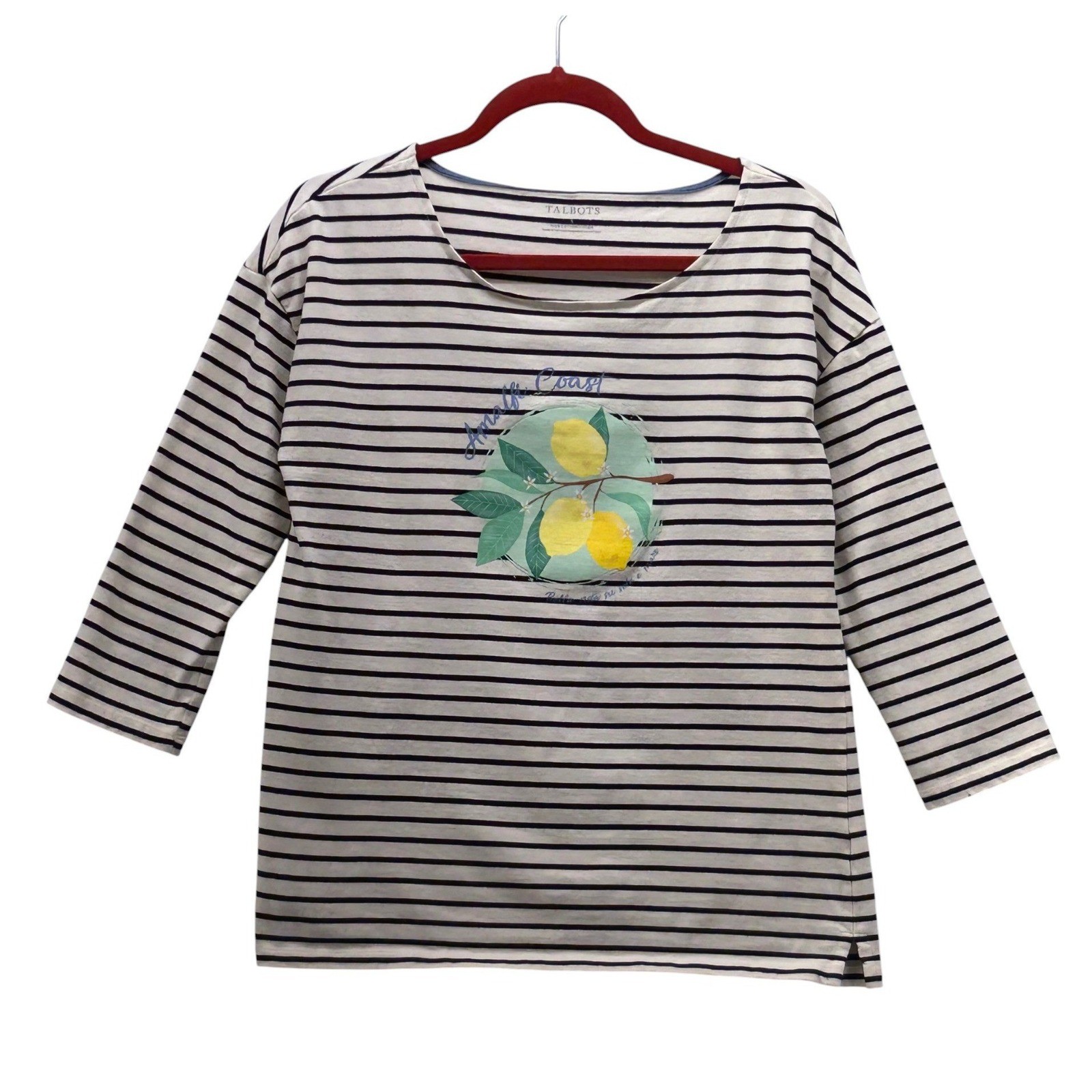 Talbots Top Small Fruit Lemon Tropical Coastal Travel Summer Beach Vacation