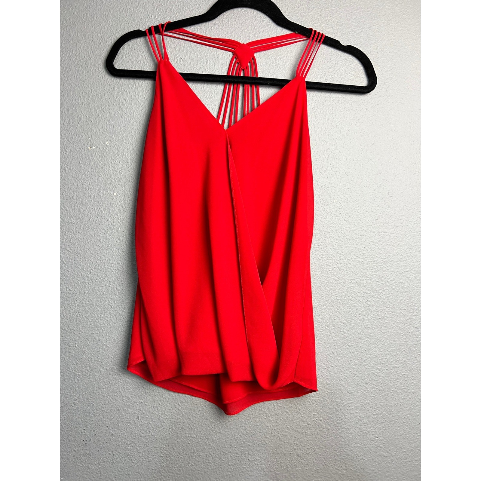 Naked Zebra Sm Red Strappy Cage Back Wrap Front Camisole Top Romantic Coquette