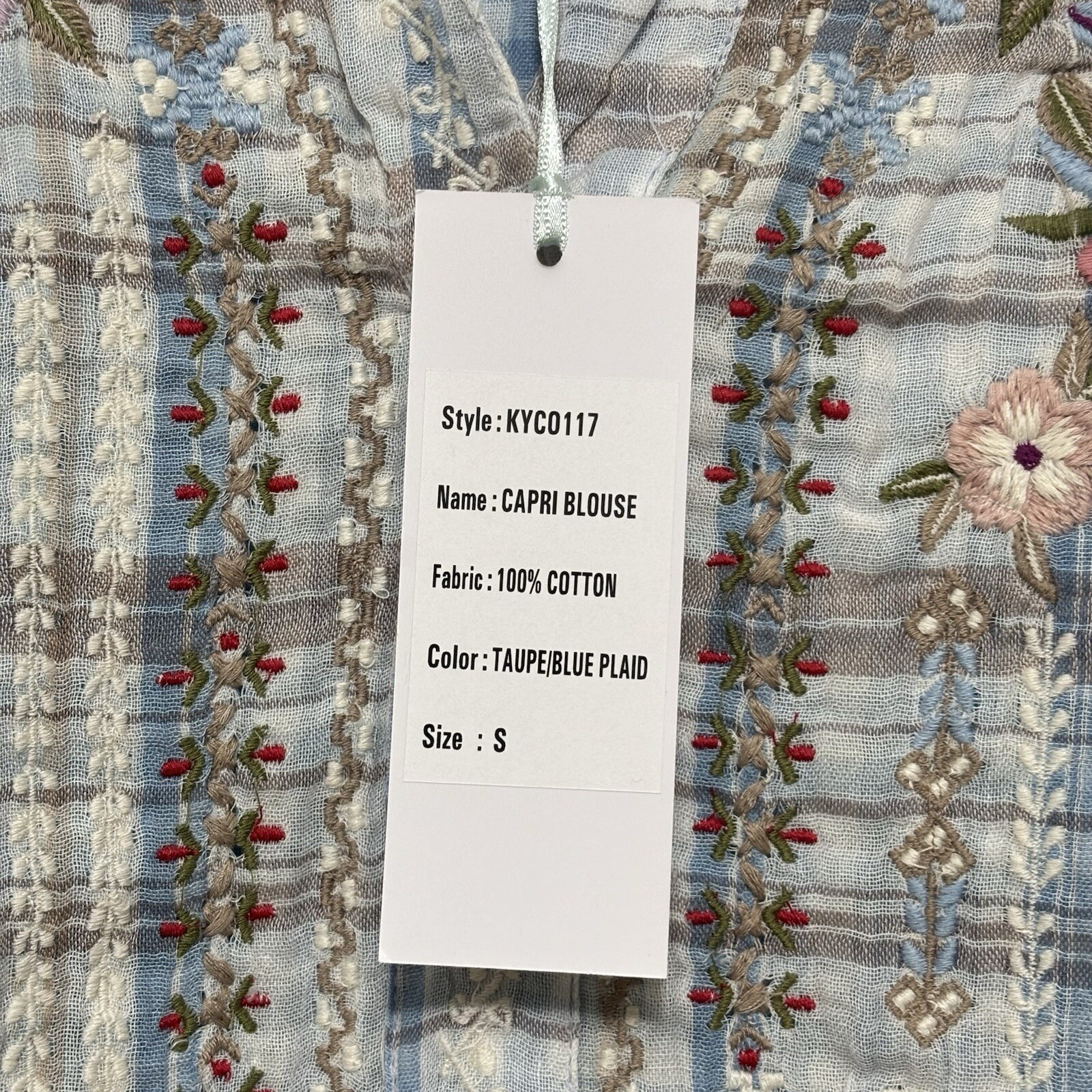 NWT Kyla Seo Anthropologie Sz S Plaid Embroidered Tunic Top Gauzy Cotton Boho