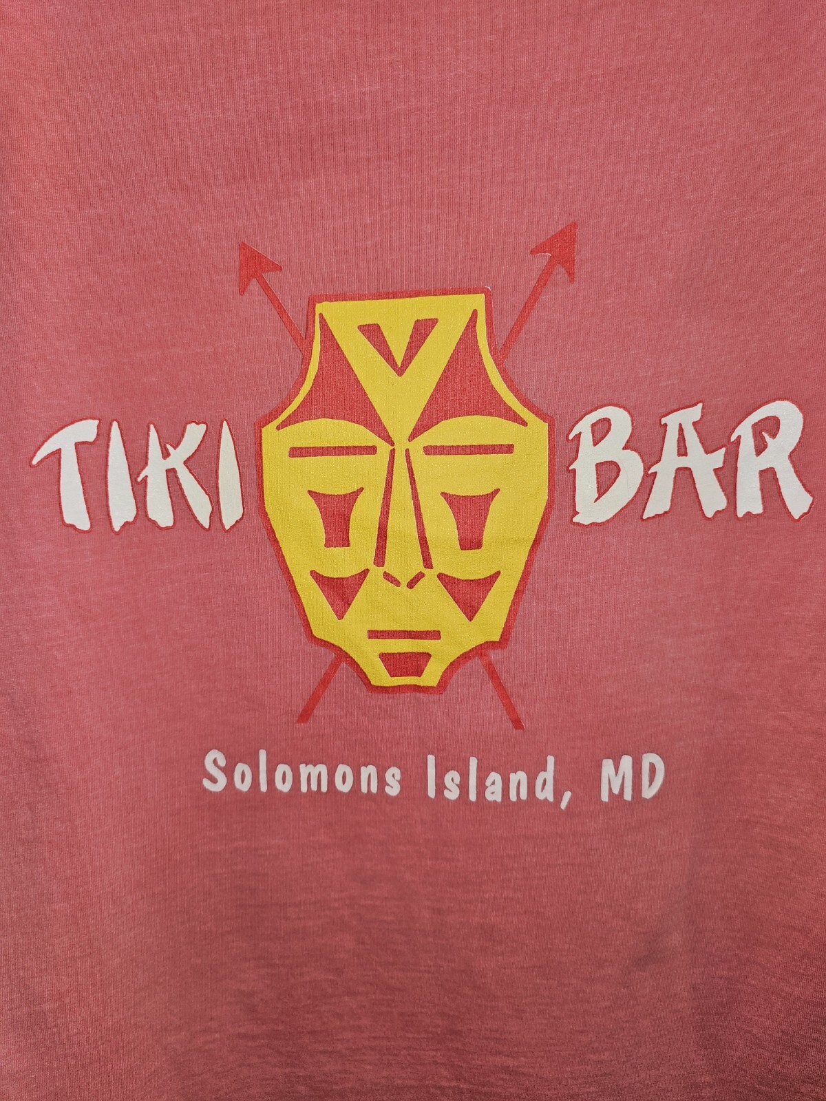 Tiki Bar Solomons Island MD Large Womens Pink Double-sided Graphic Logo Tee