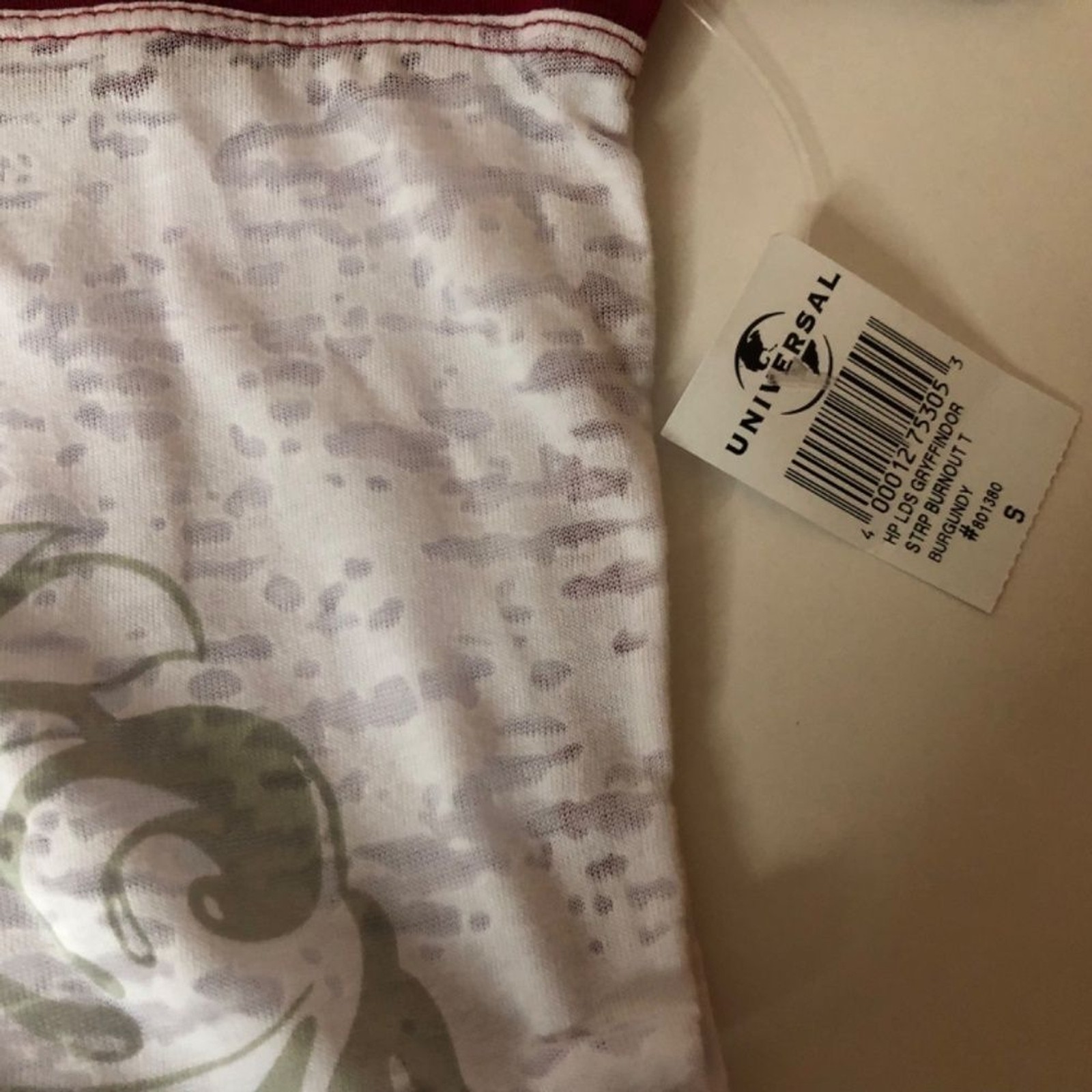 Wizarding World Of Harry Potter Womens Short Sleeve Red & White Soft Top Size S
